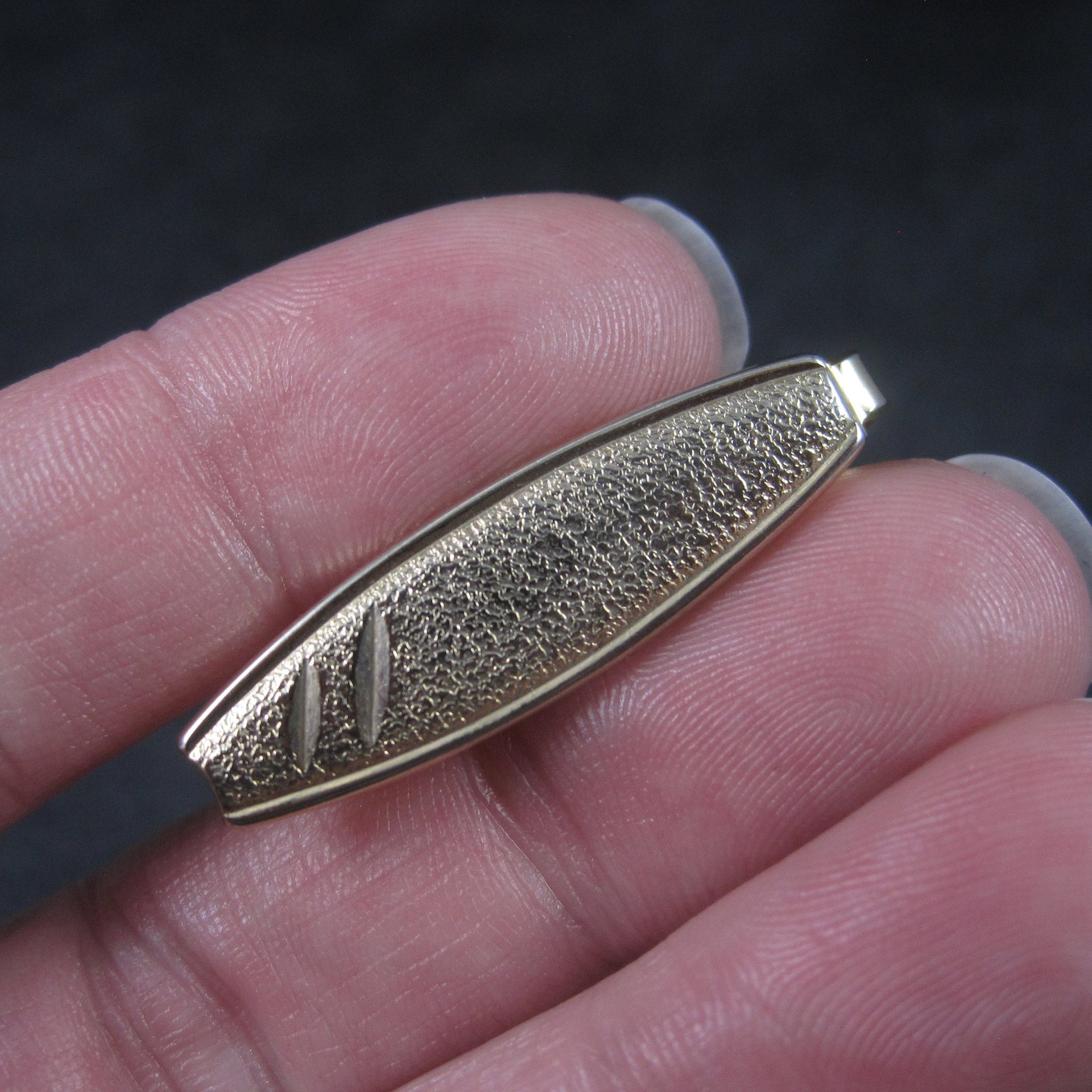 Estate Textured Gold Tone Tie Clip