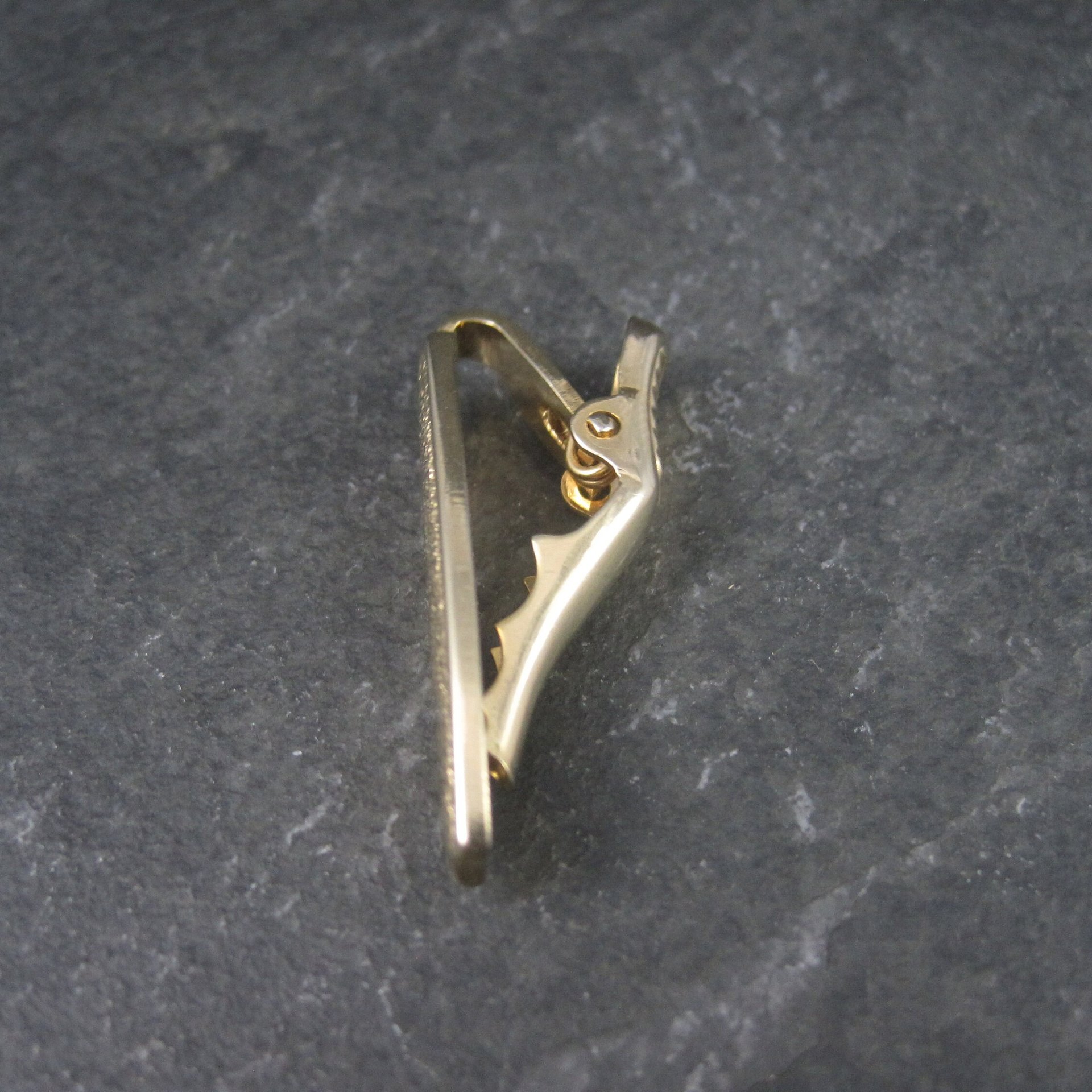 Estate Textured Gold Tone Tie Clip