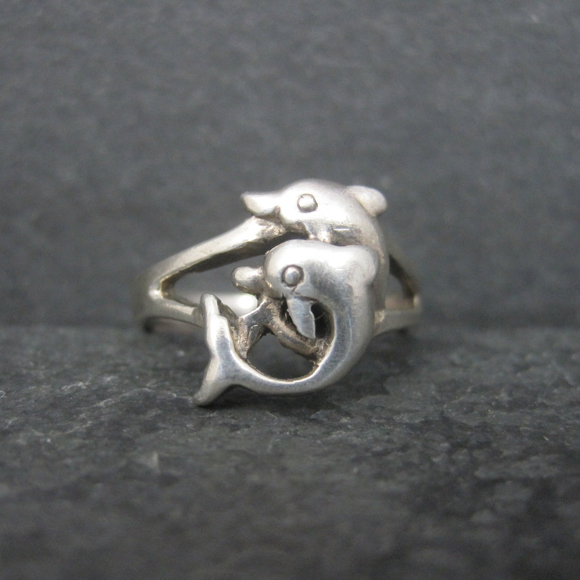 Vintage Sterling Dolphin Ring Size 6