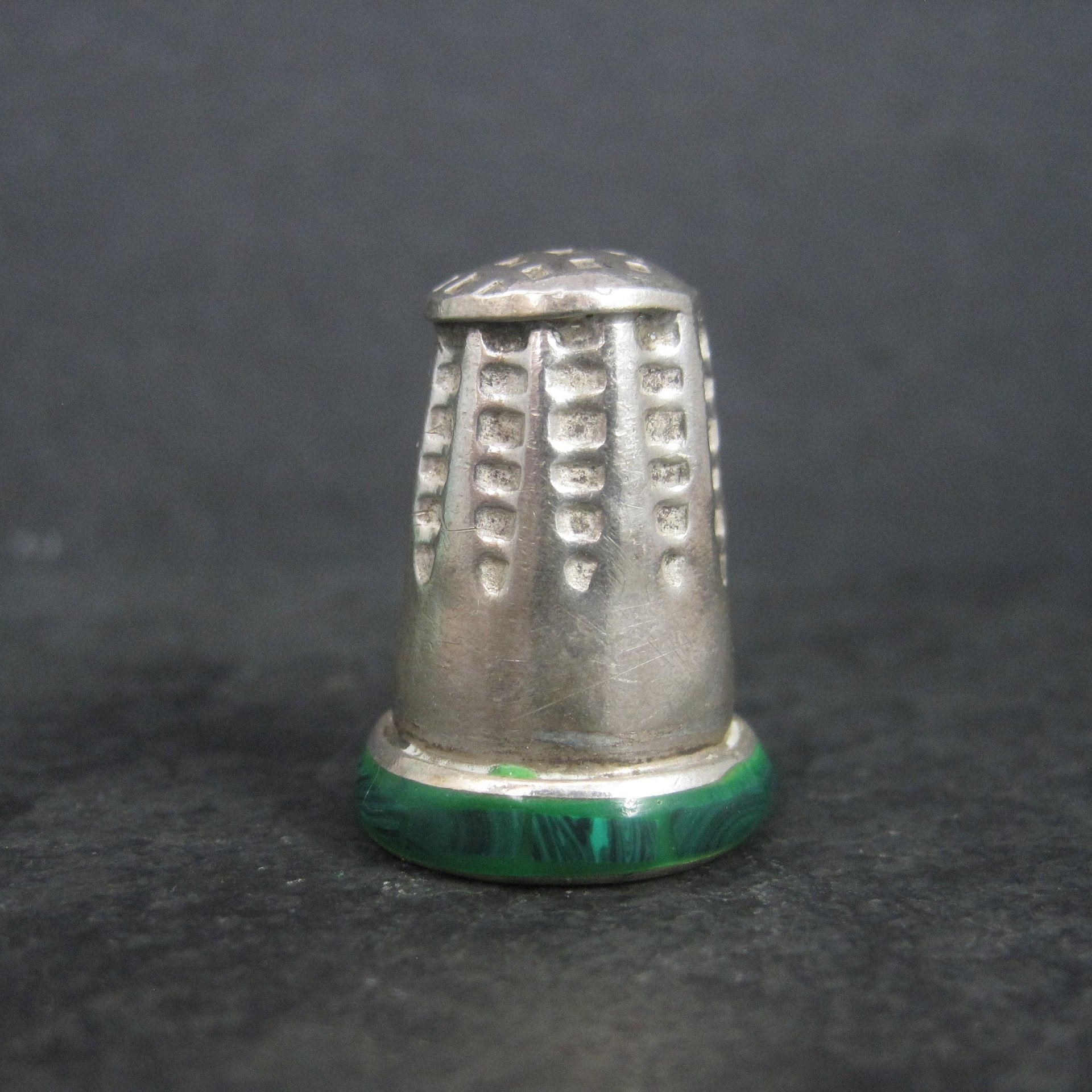 Vintage Mexican Sterling Malachite Inlay Thimble