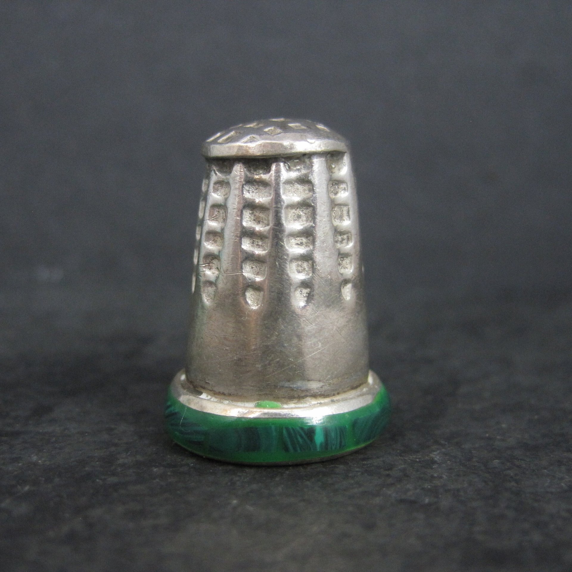 Vintage Mexican Sterling Malachite Inlay Thimble