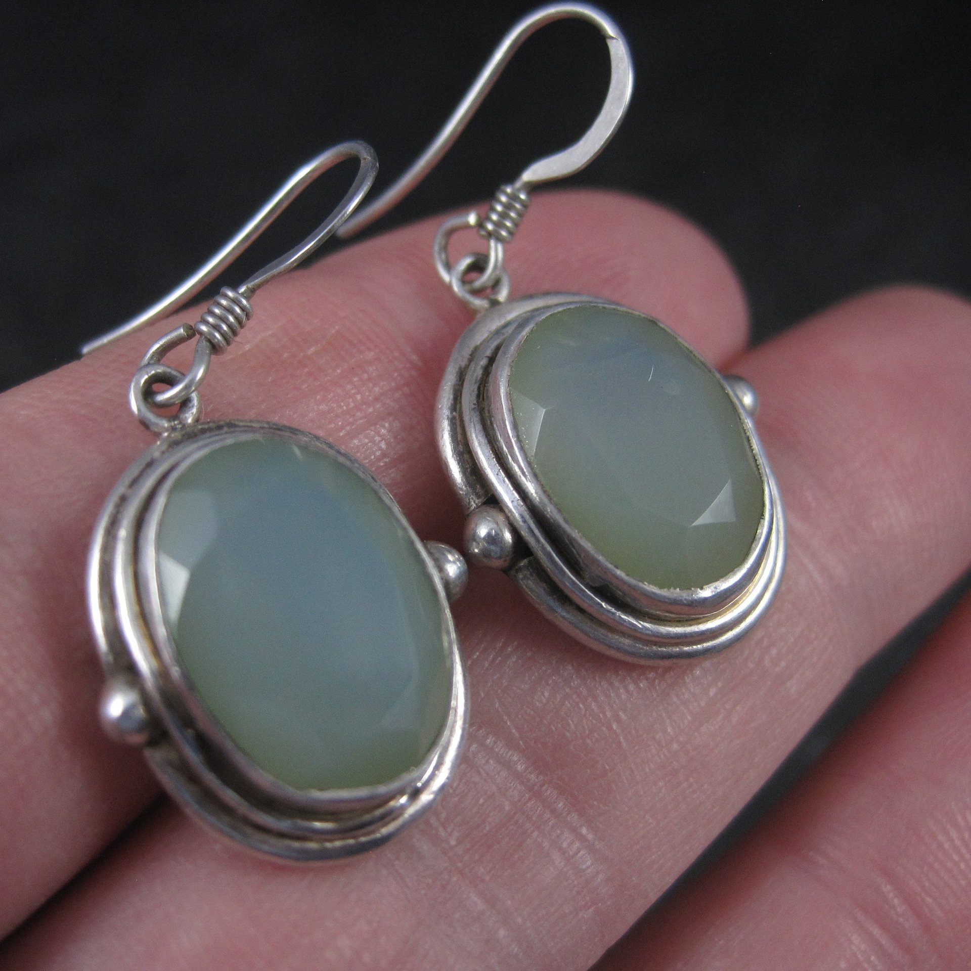 Vintage Sterling Chalcedony Earrings