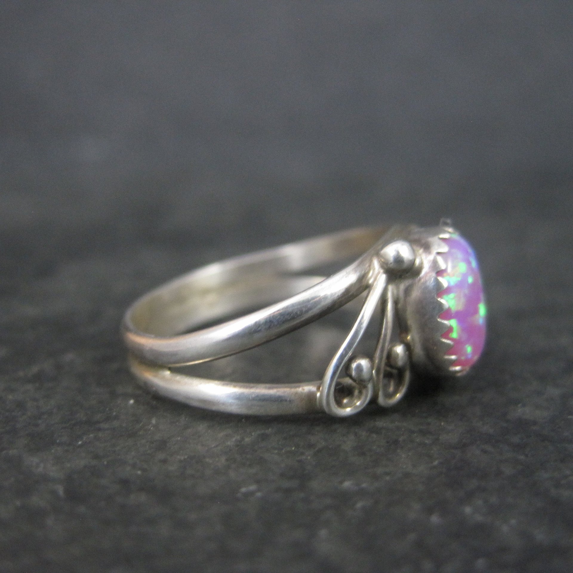 Southwestern Sterling Pink Opal Ring Size 8