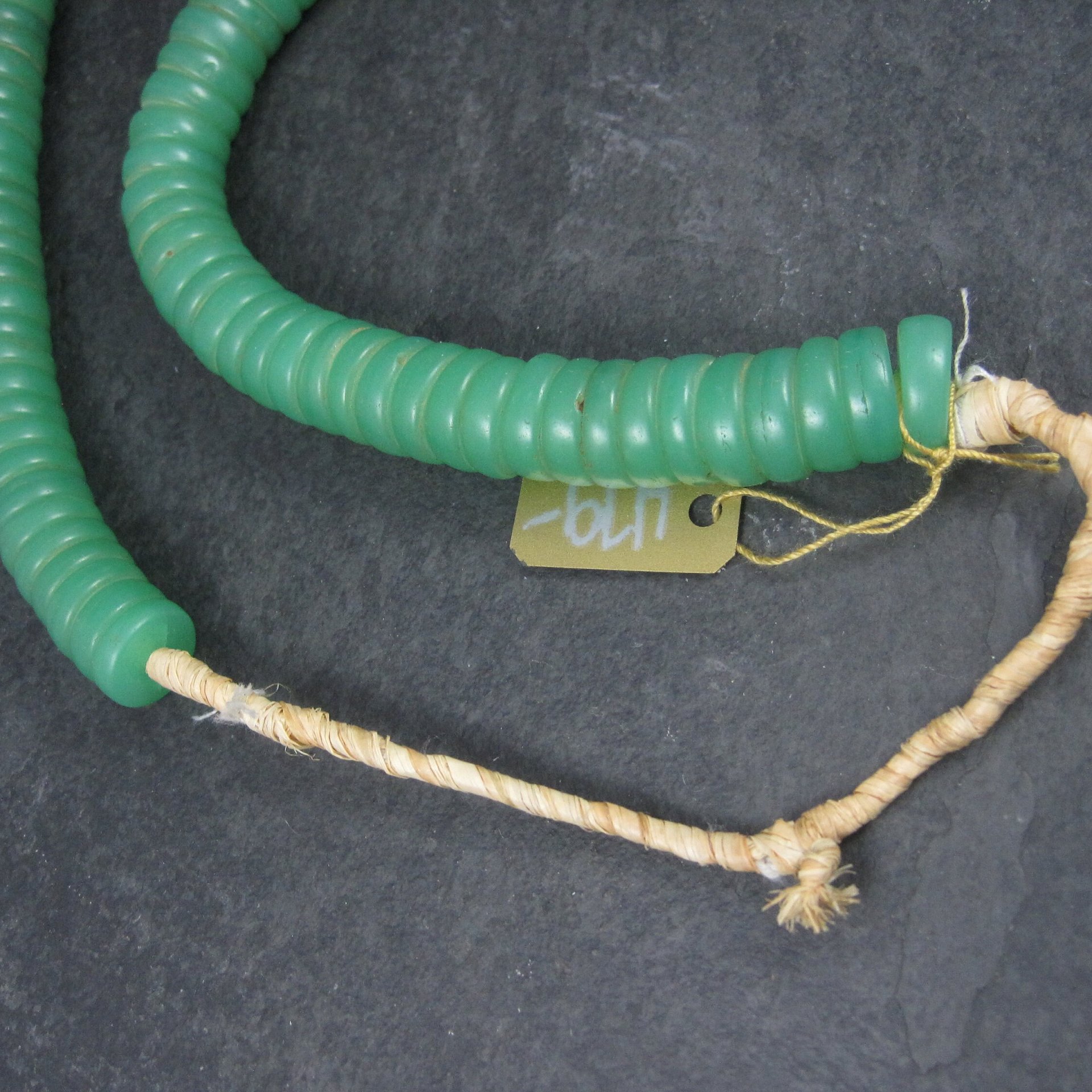 Antique African Green Glass Trade Bead Necklace