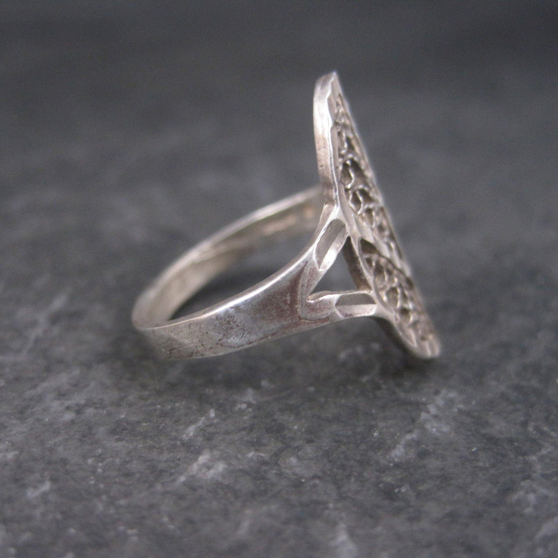 Vintage Sterling Diamond Cut Filigree Ring Size 6