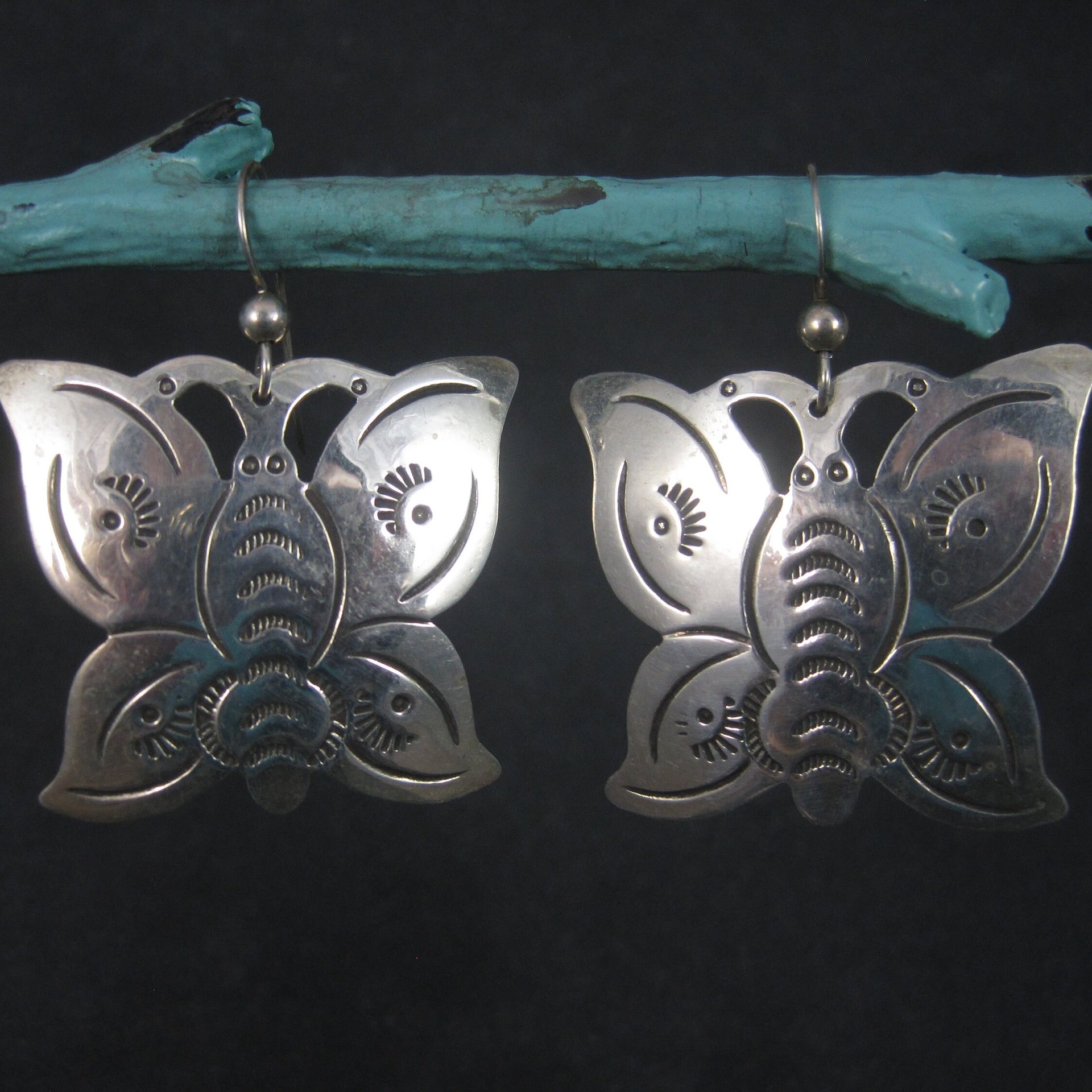 Large Southwestern Sterling Butterfly Earrings