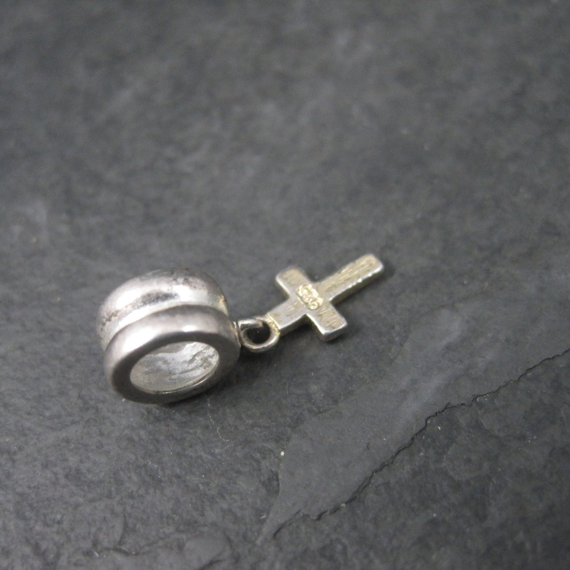 Sterling Cross European Bead Charm Pendant