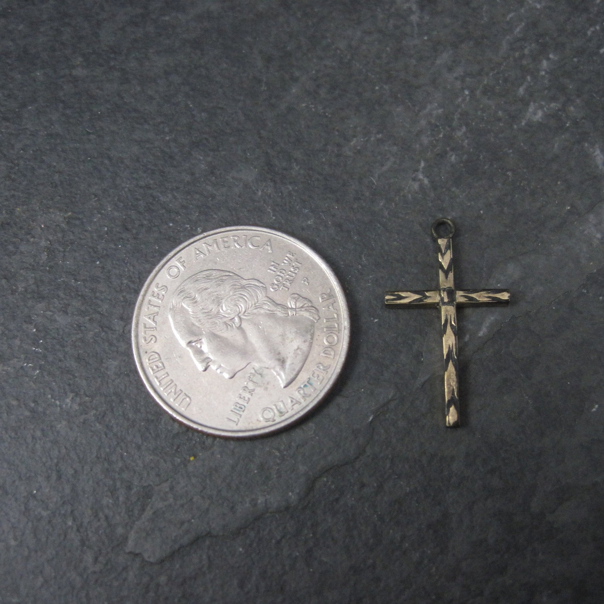 Dainty Antique 10K Cross Pendant Charm