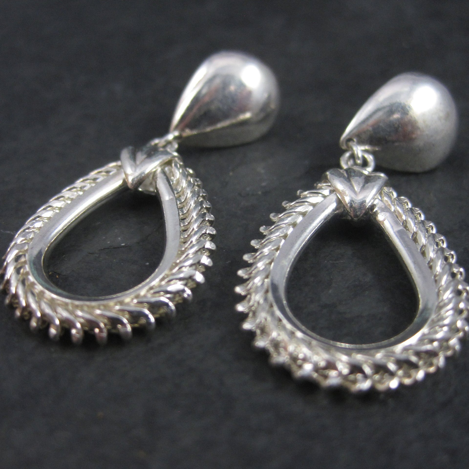 Vintage Sterling Teardrop Snake Style Earrings