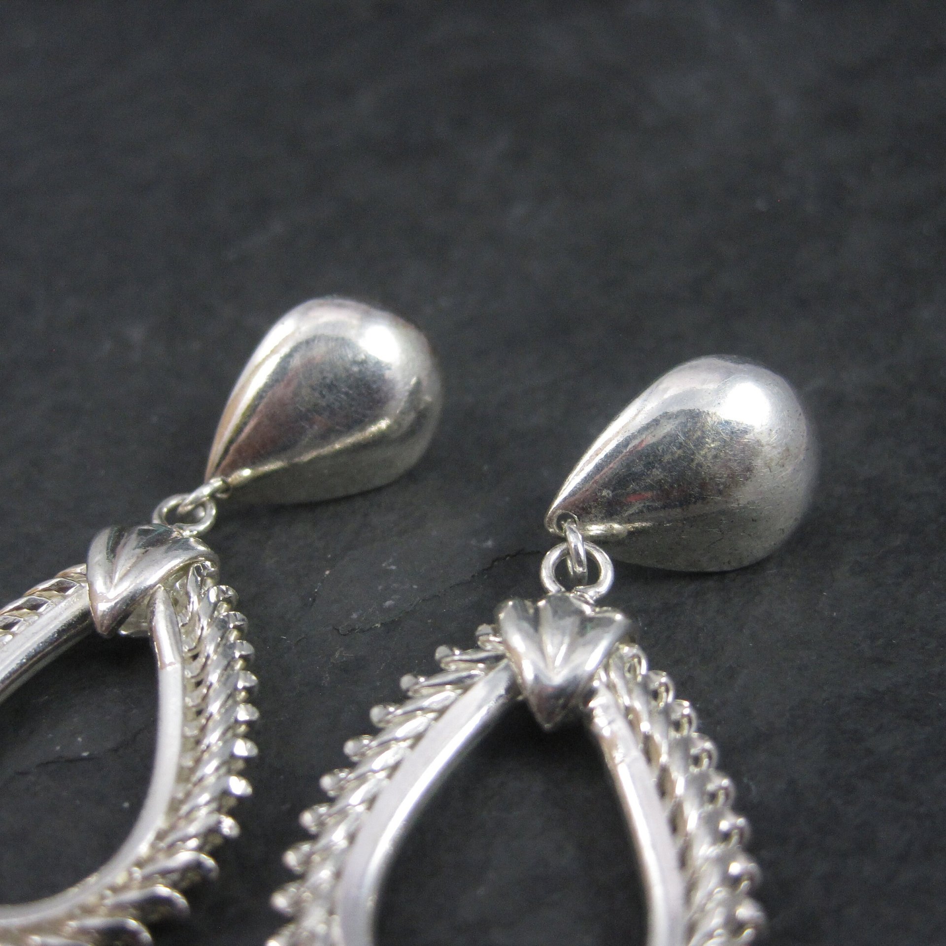 Vintage Sterling Teardrop Snake Style Earrings