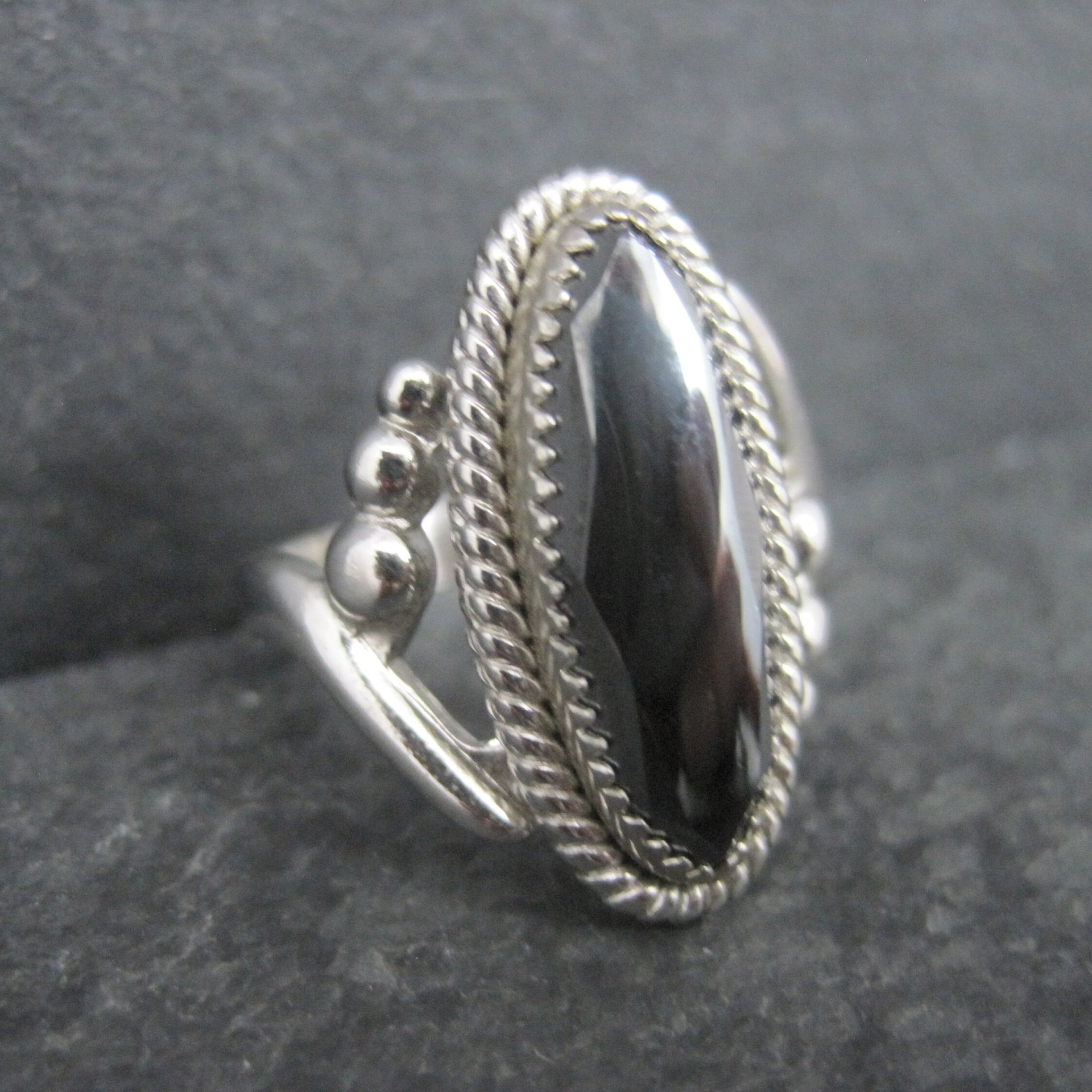 Vintage Southwestern Sterling Hematite Ring