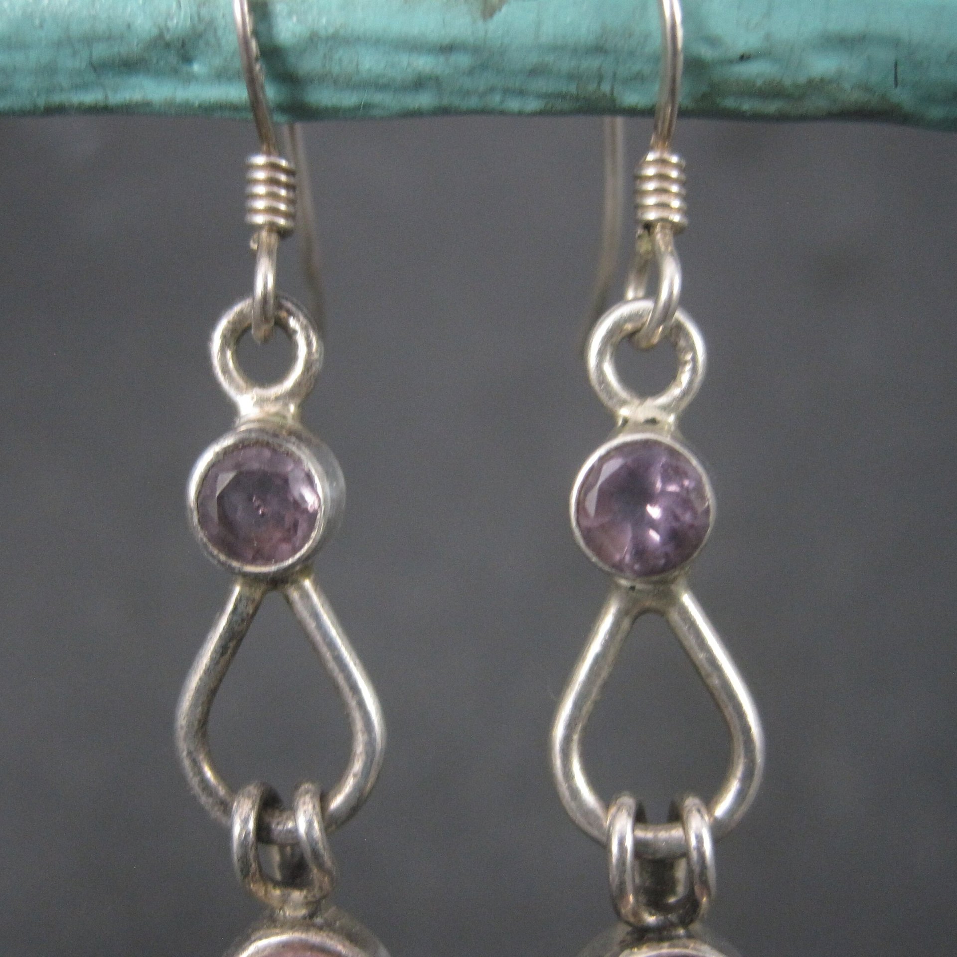 Vintage Sterling Amethyst Pink Quartz Earrings