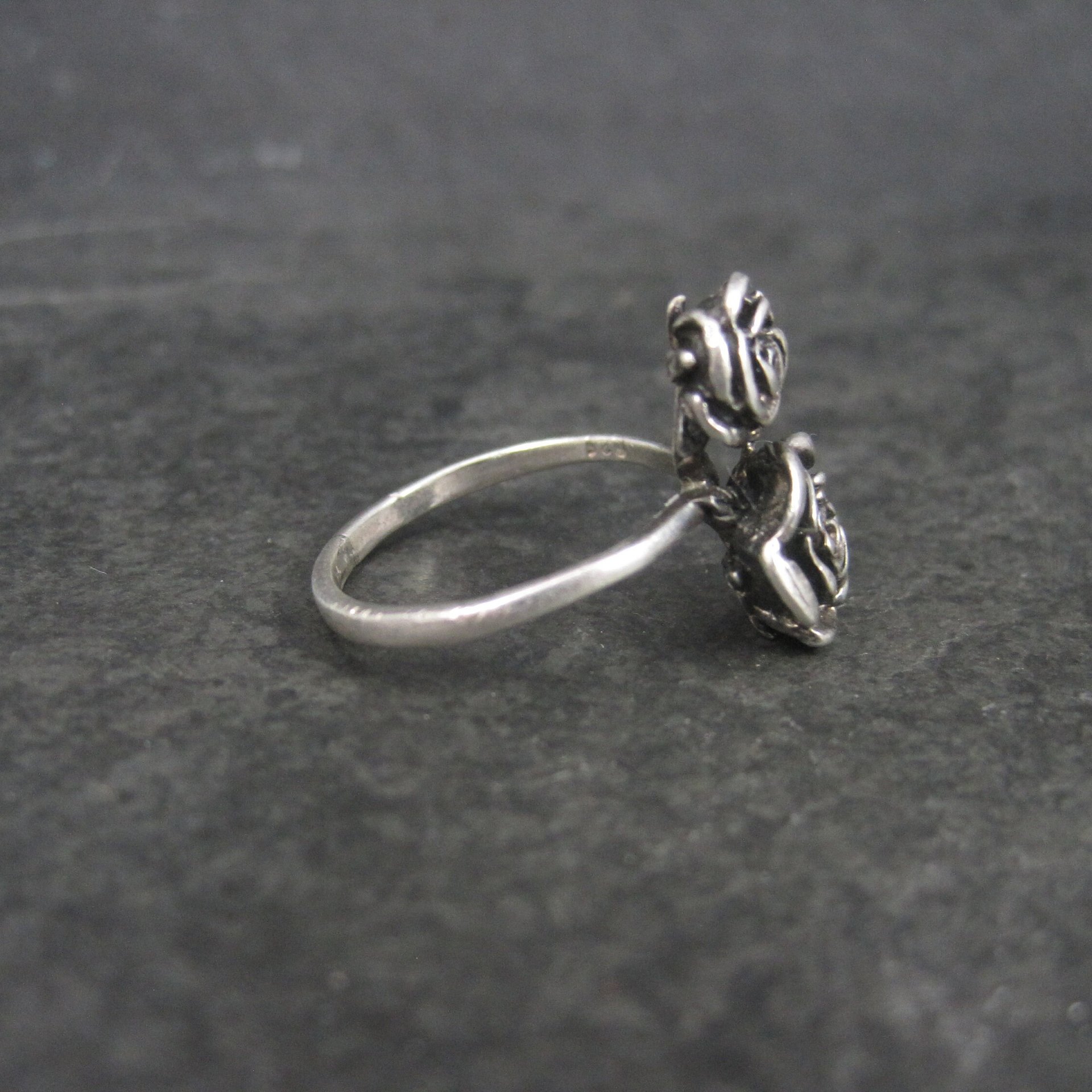 Vintage 3D Sterling Rose Ring Size 8