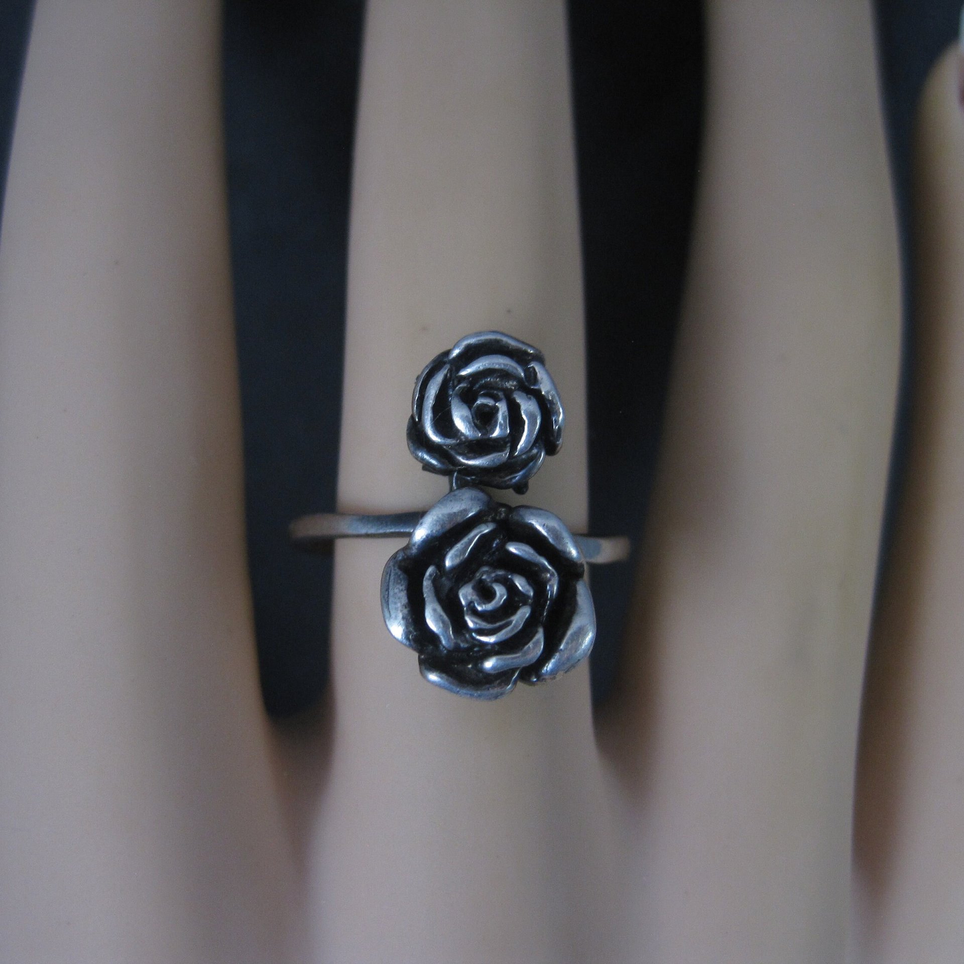 Vintage 3D Sterling Rose Ring Size 8