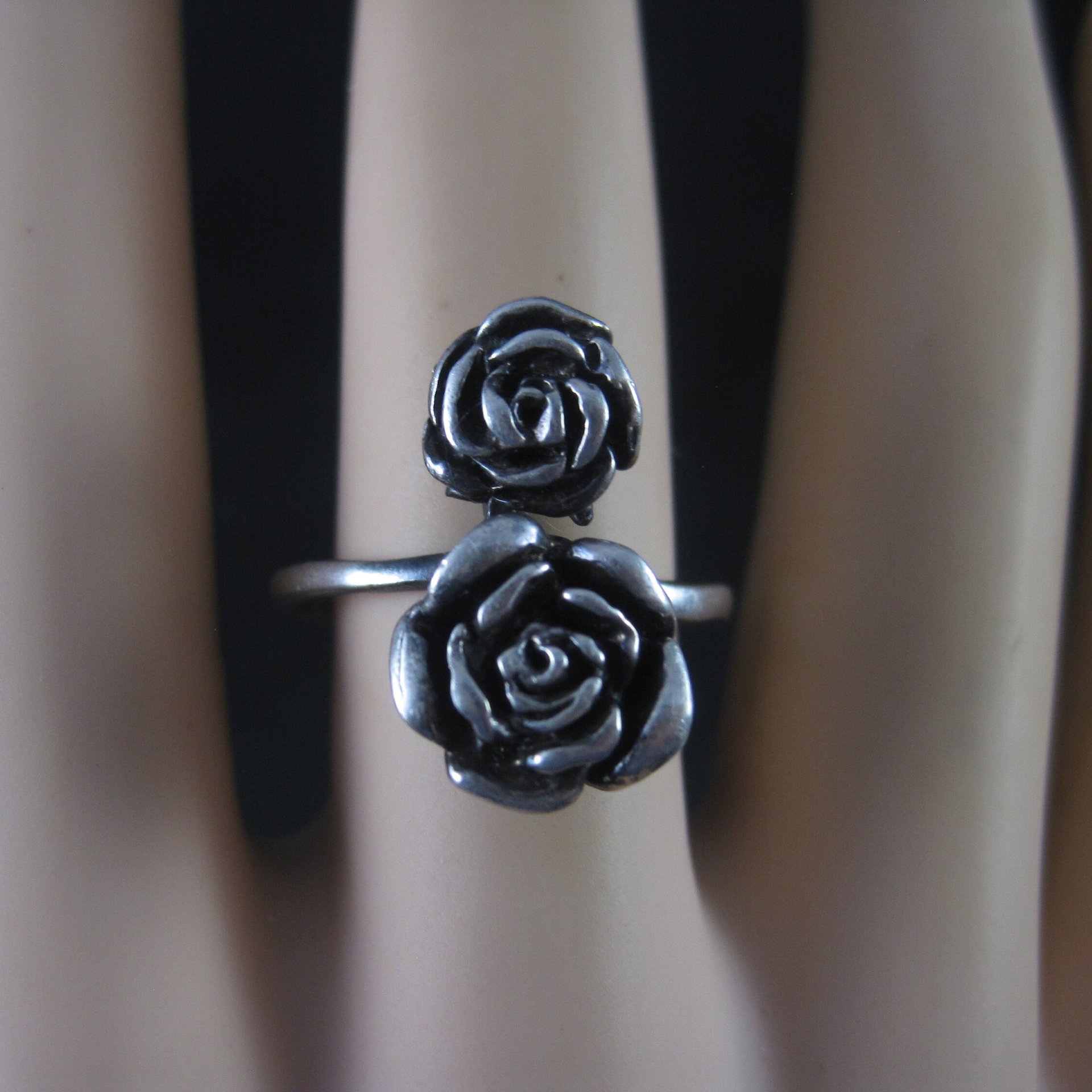 Vintage 3D Sterling Rose Ring Size 8