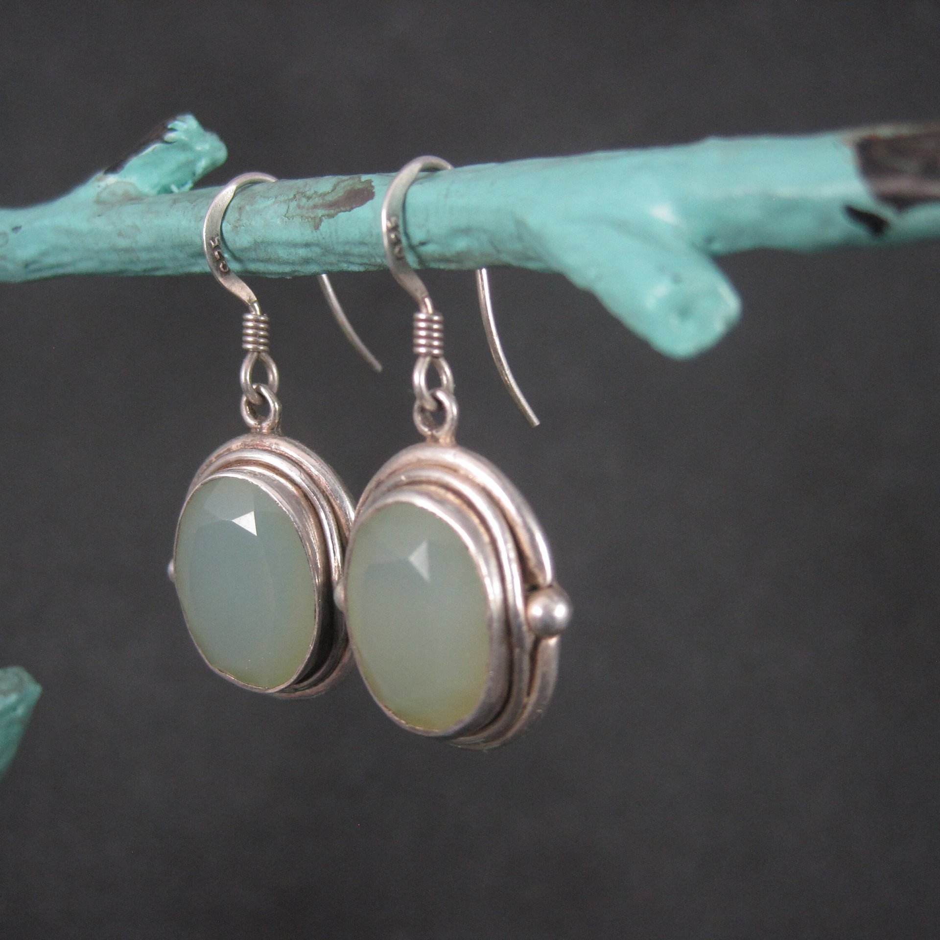 Vintage Sterling Chalcedony Earrings