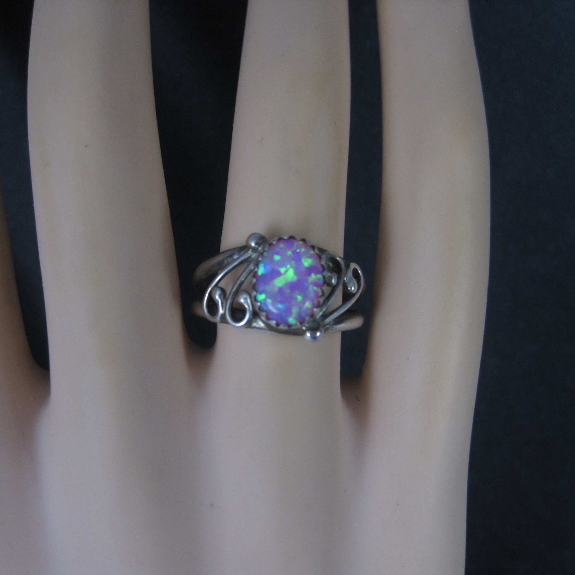 Southwestern Sterling Pink Opal Ring Size 8