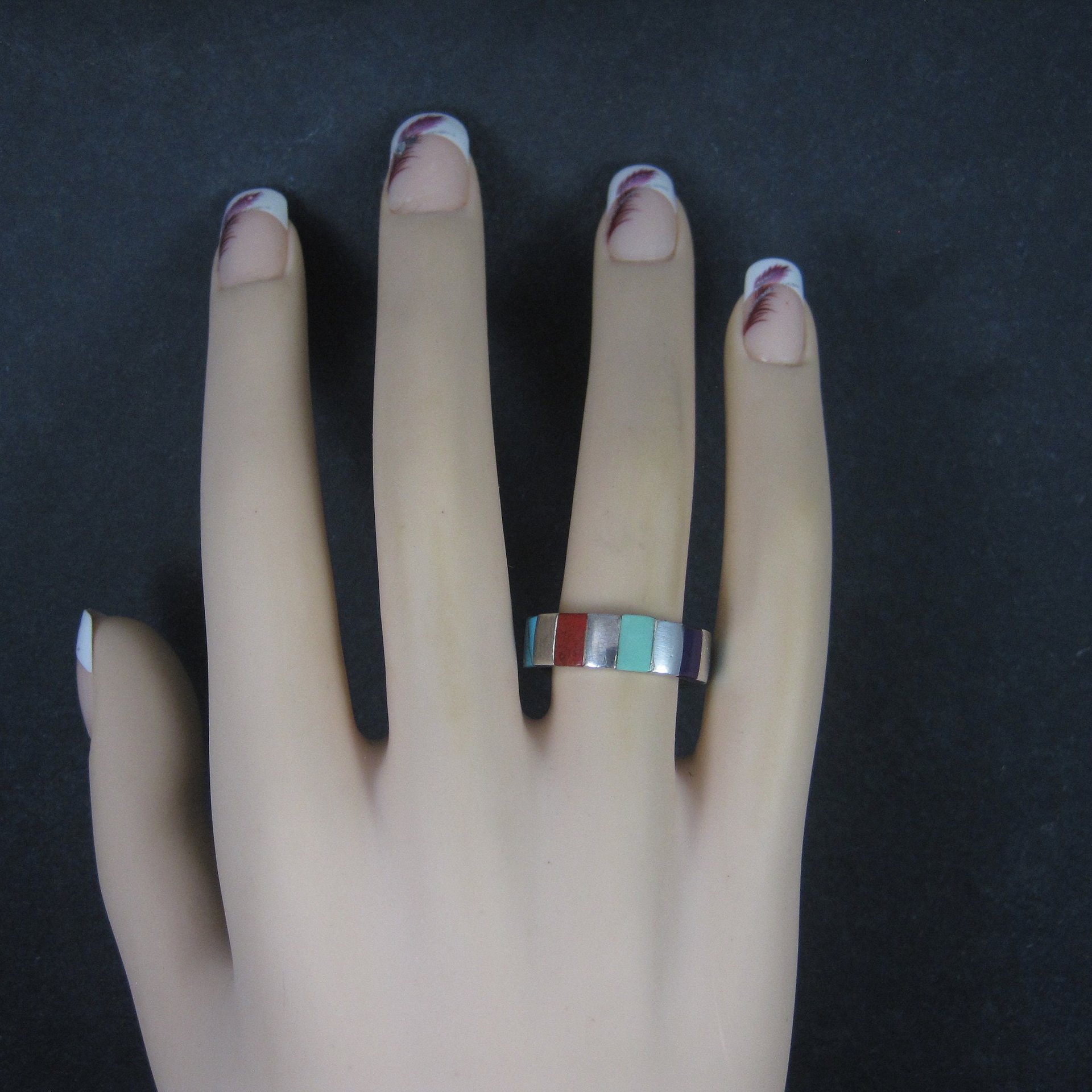 Inlay Band Ring Southwestern Sterling Size 7