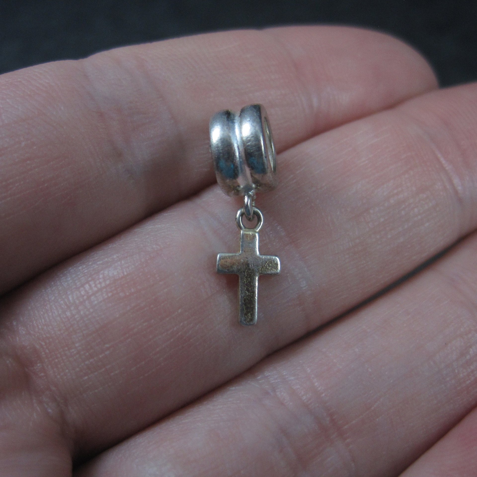 Sterling Cross European Bead Charm Pendant