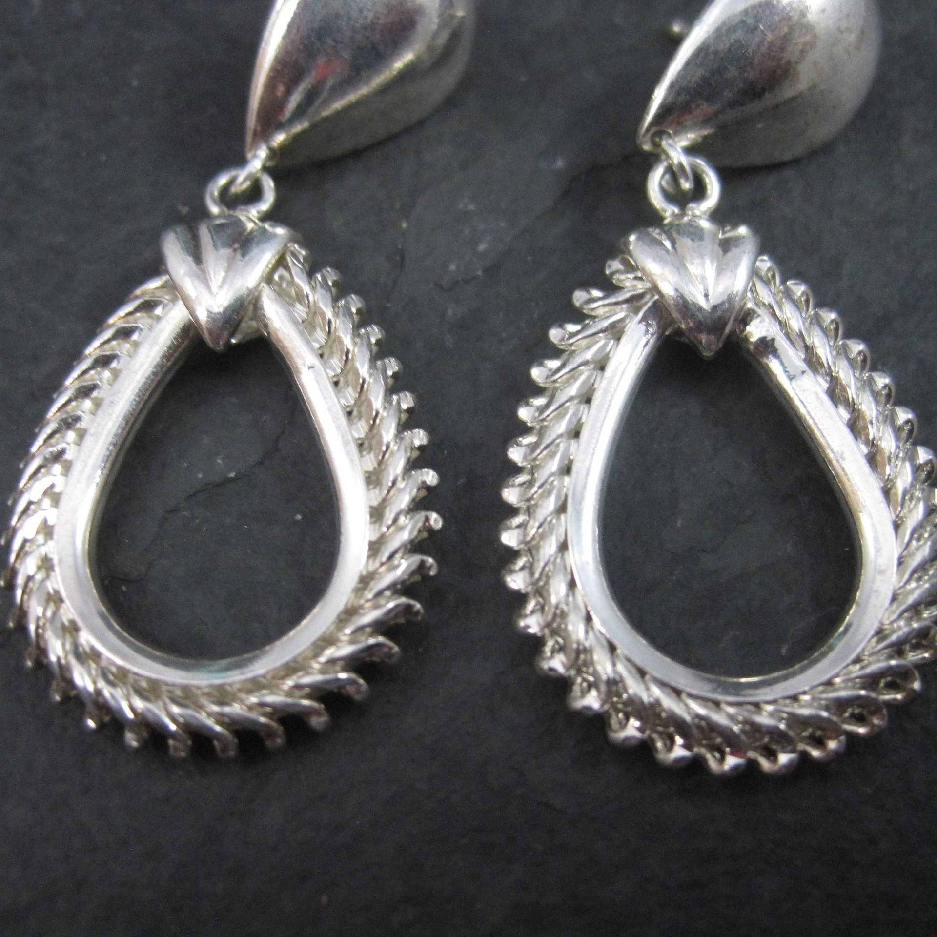 Vintage Sterling Teardrop Snake Style Earrings