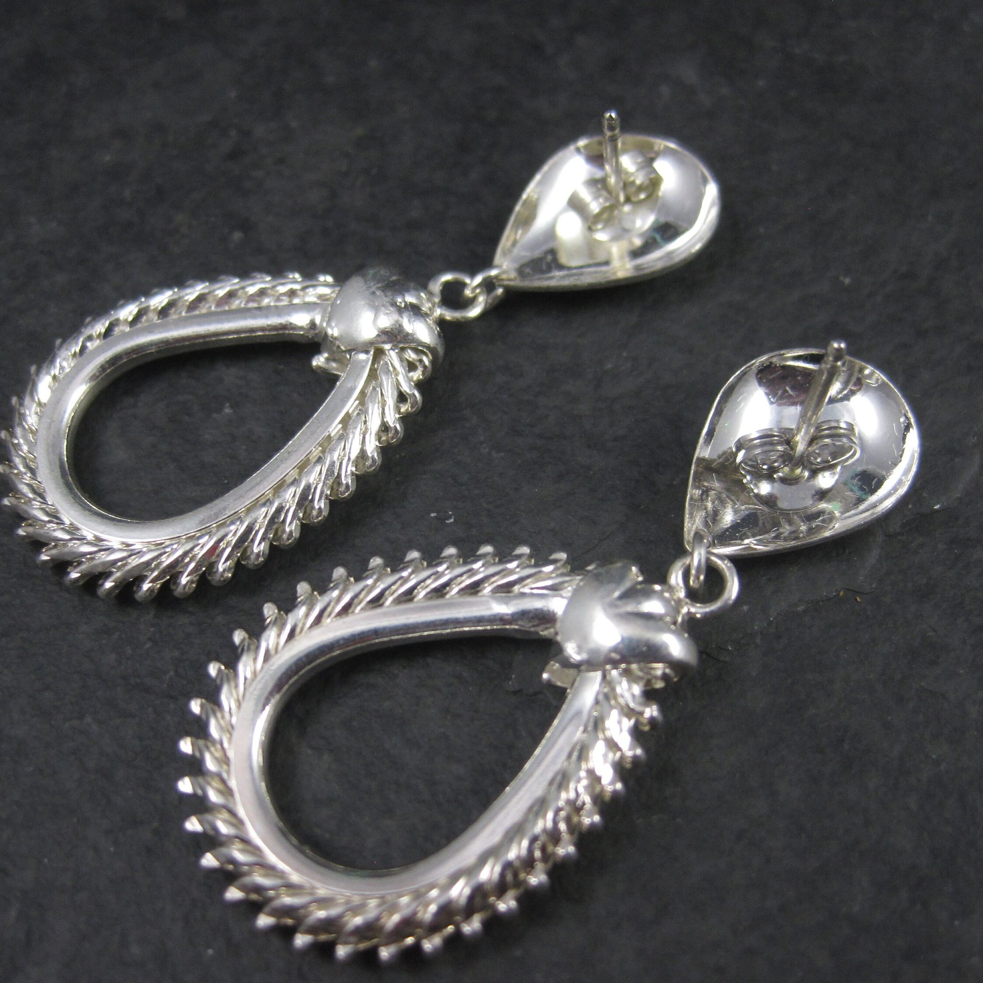 Vintage Sterling Teardrop Snake Style Earrings