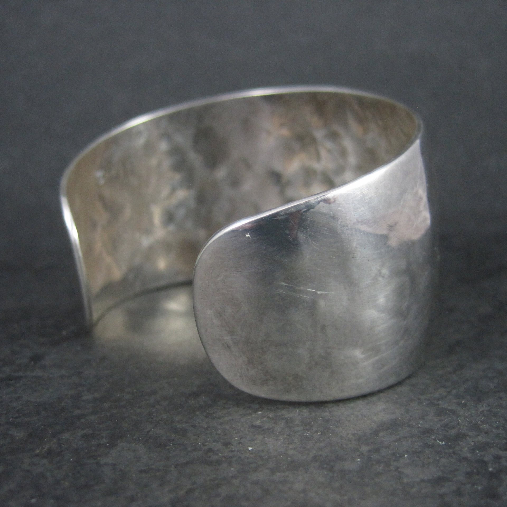 Vintage Hammered Sterling Cuff Bracelet 6 Inches