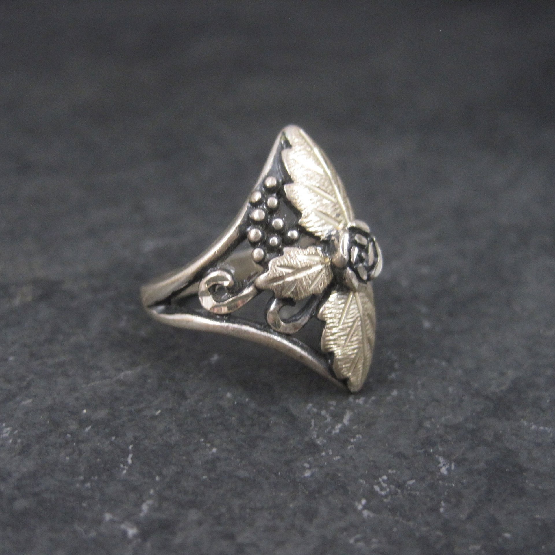 Vintage Black Hills Silver Rose Ring Size 6