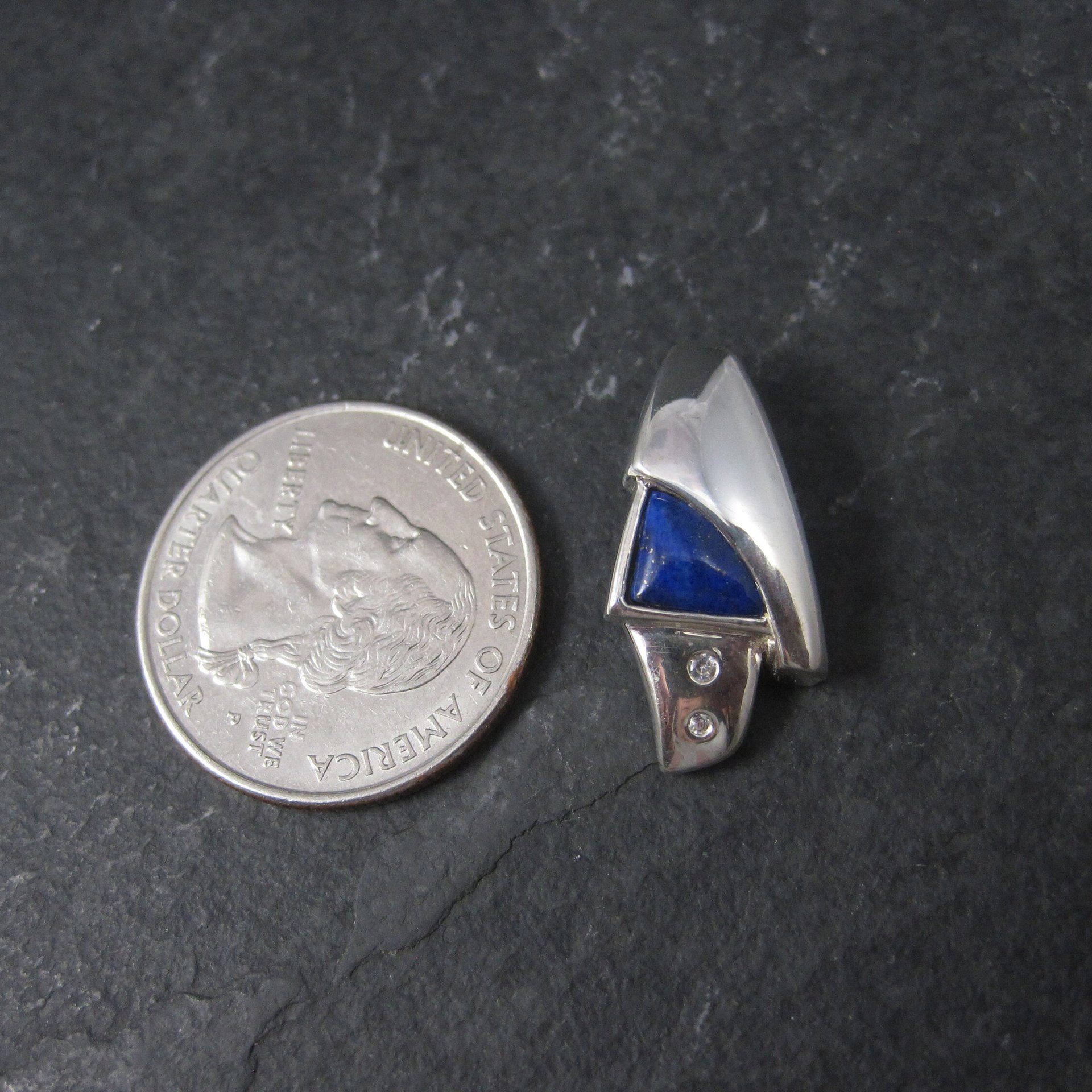 Sterling Lapis Lazuli Cz Pendant