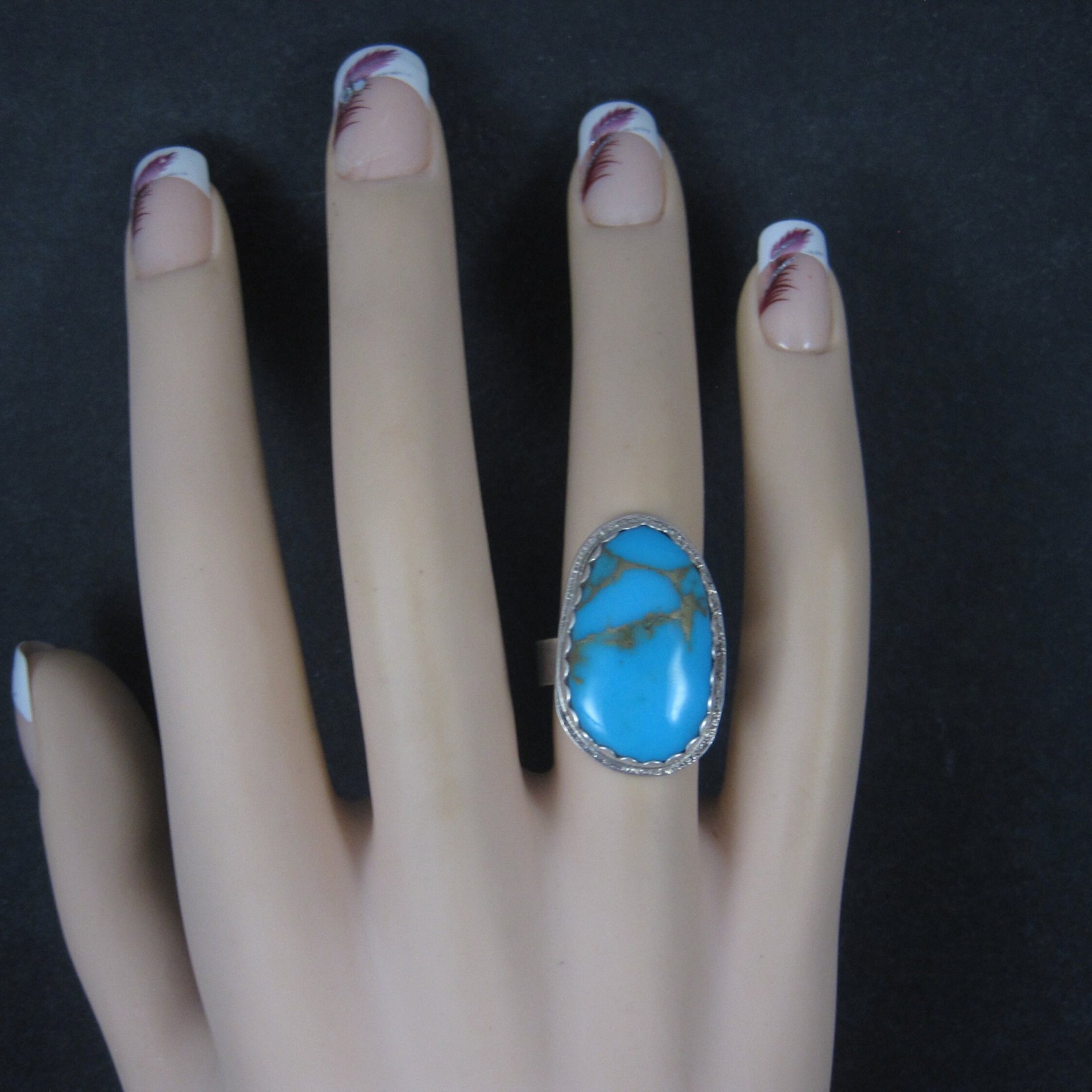 Vintage Navajo Sterling Turquoise Ring Size 6.5