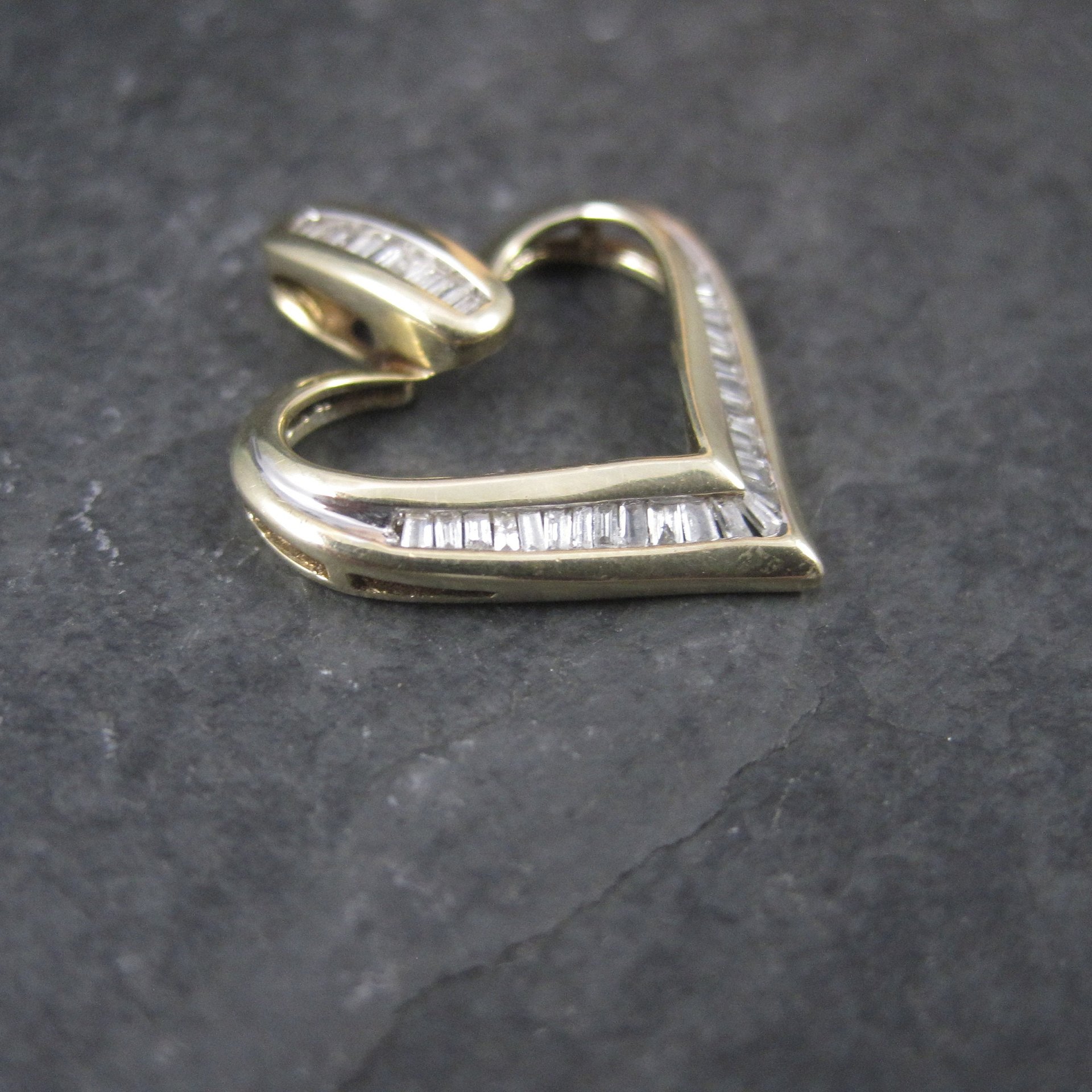 Vintage 10K Diamond Heart Pendant