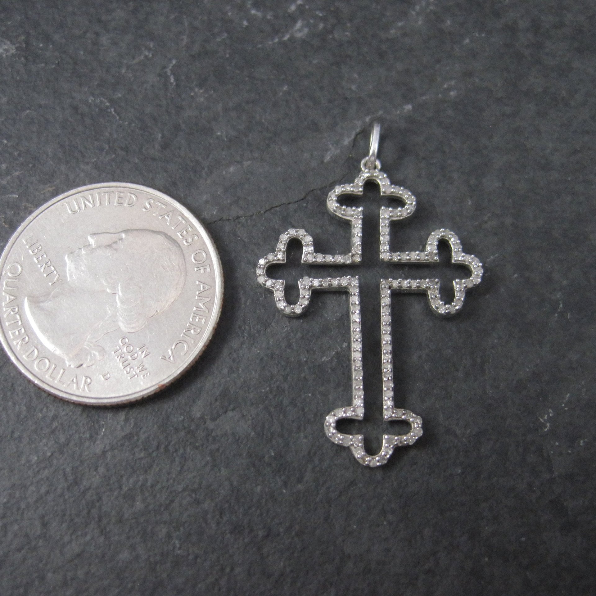 Dainty Sterling Diamond Cross Pendant