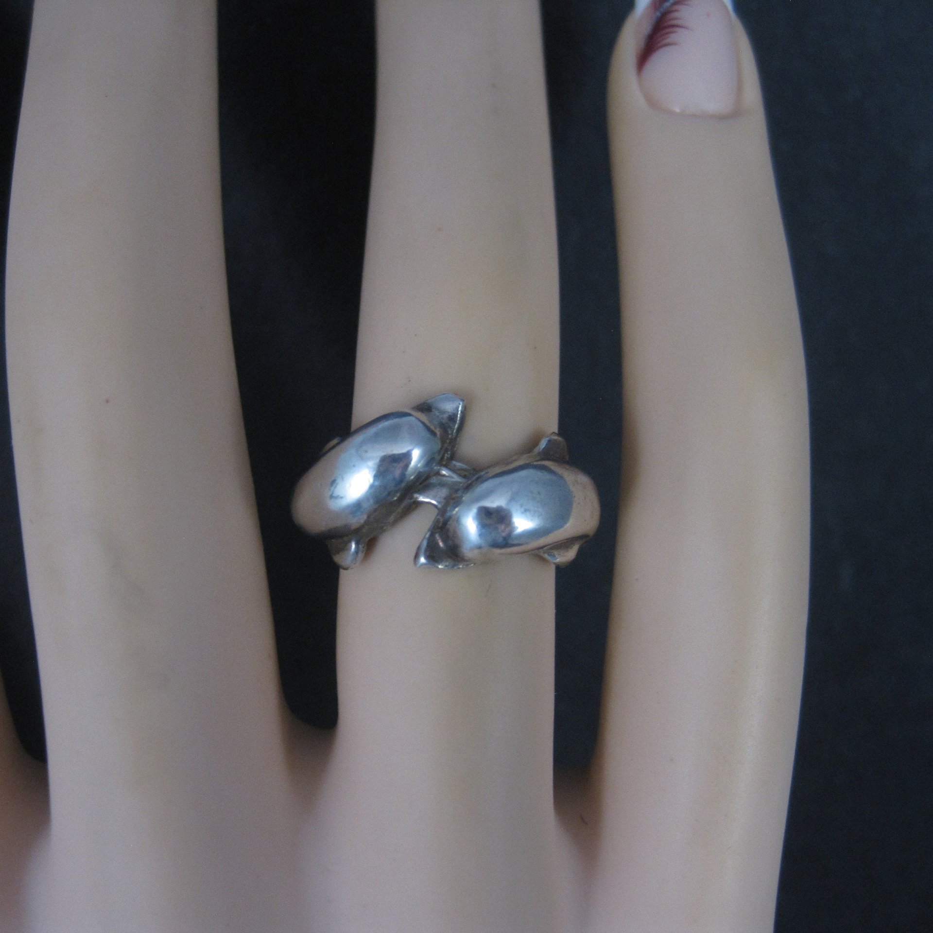 Vintage Sterling Dolphin Ring Size 5.5