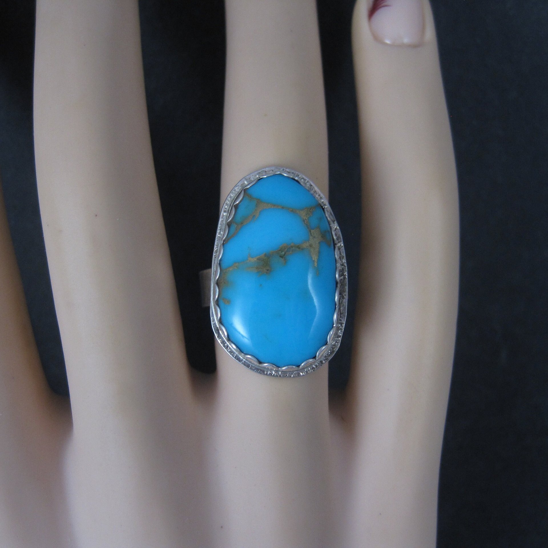 Vintage Navajo Sterling Turquoise Ring Size 6.5