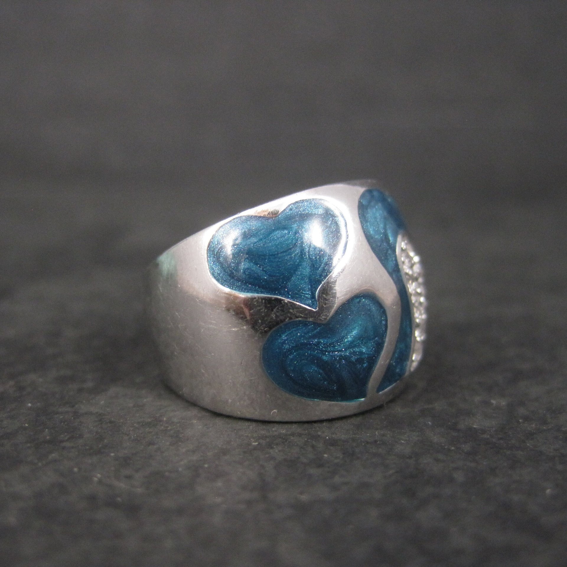 Sterling Blue Enamel Heart Ring Size 6 Lauren G Adams