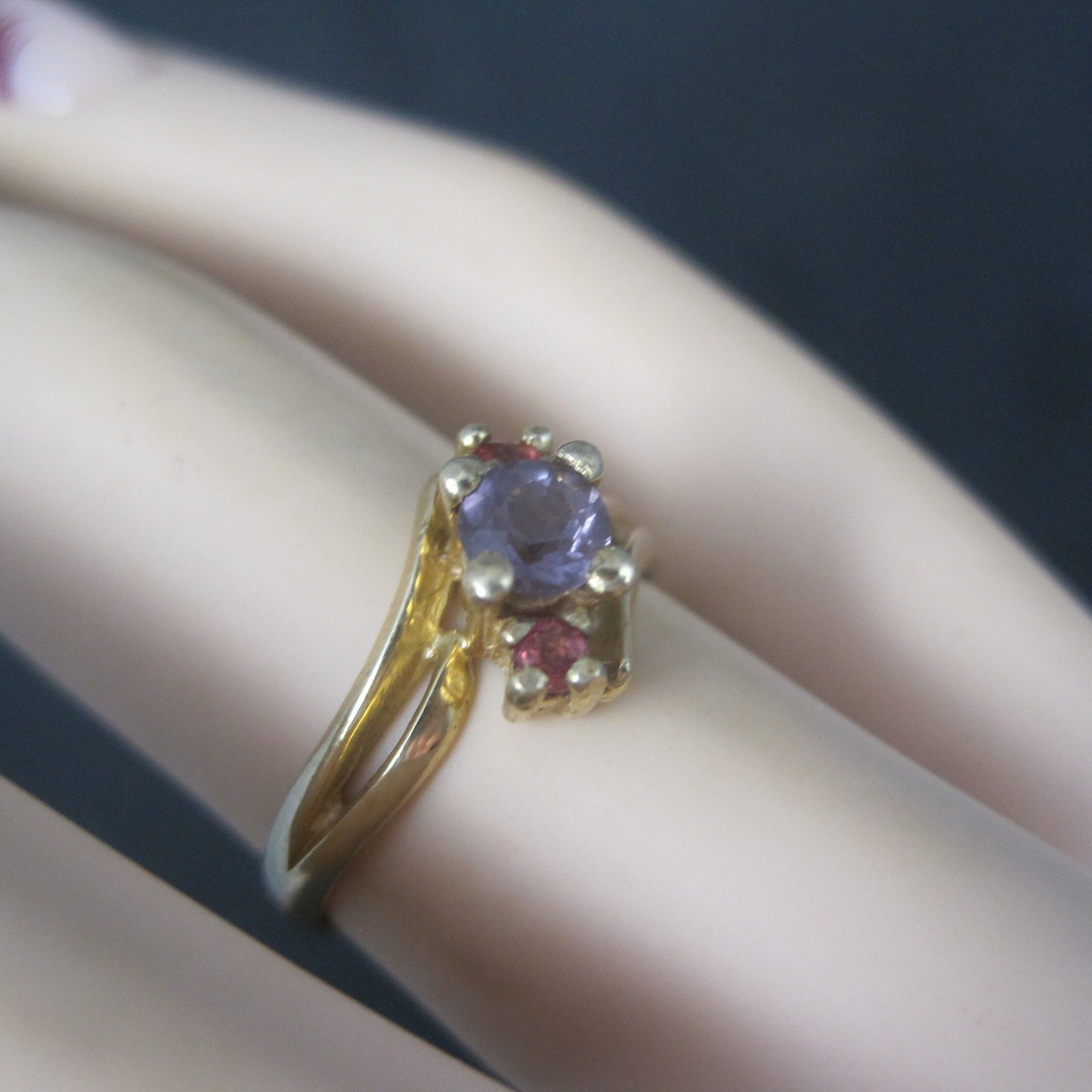 Vintage 10K Zircon Fire Opal Ring Size 6
