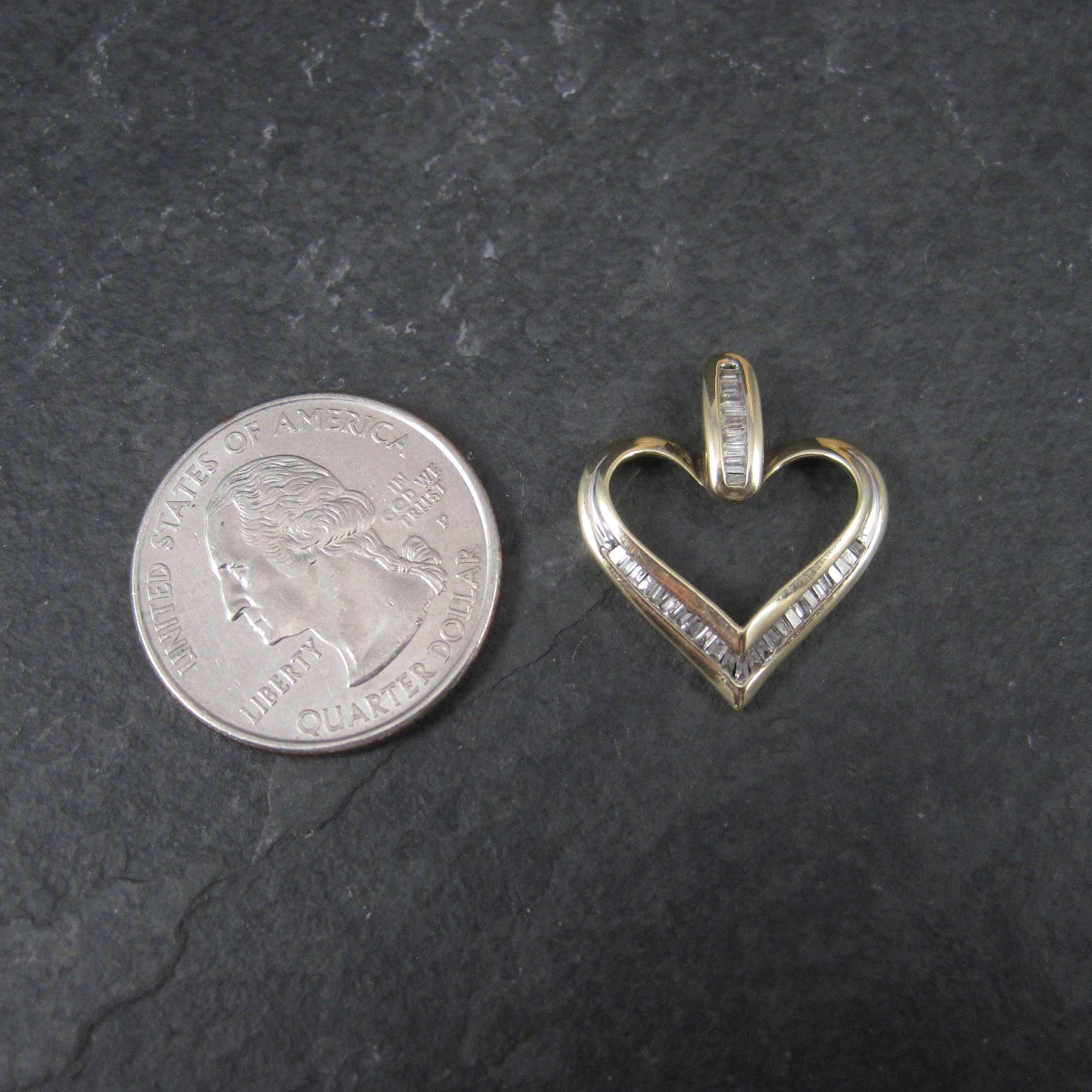 Vintage 10K Diamond Heart Pendant