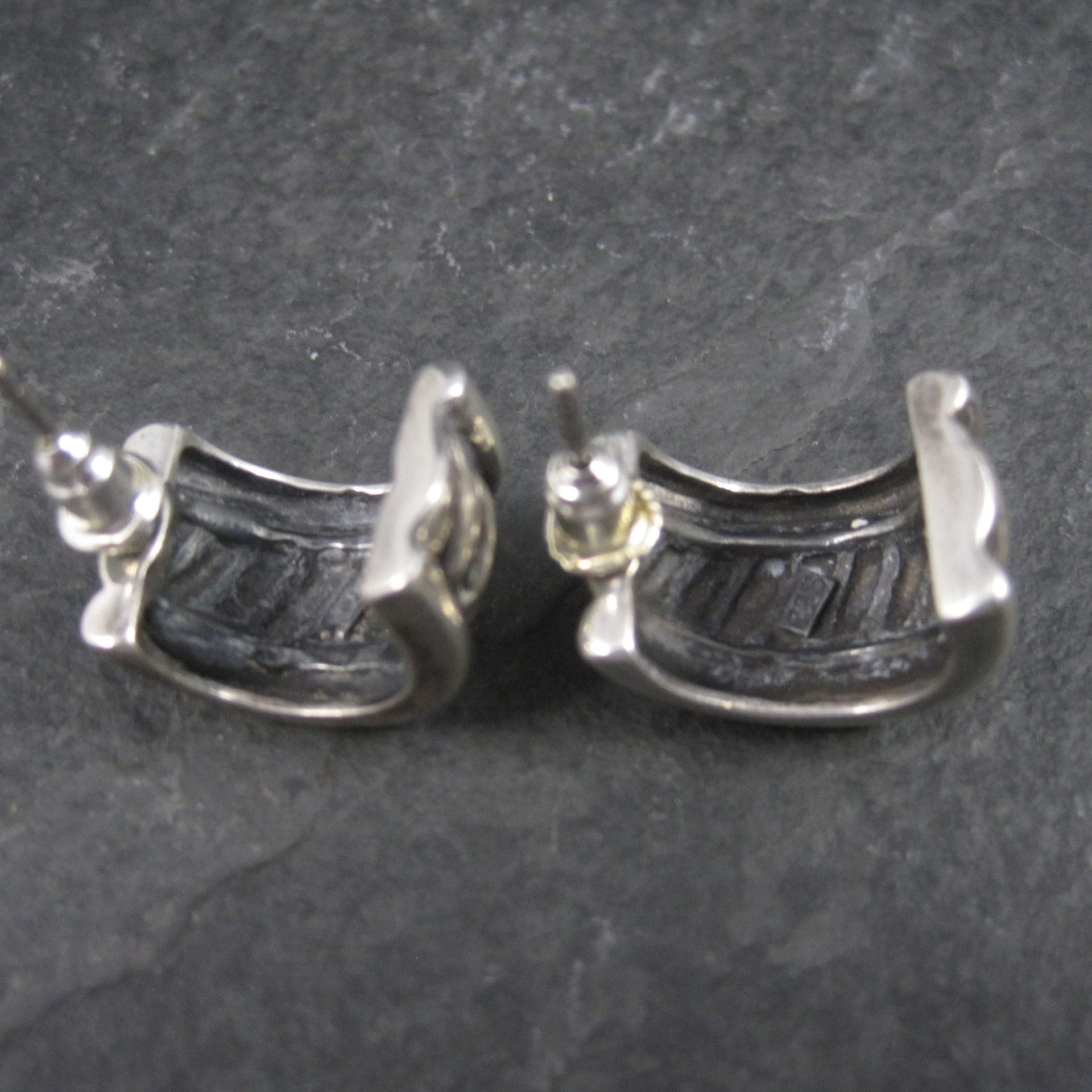 Vintage Sterling Wide Half Hoop Earrings