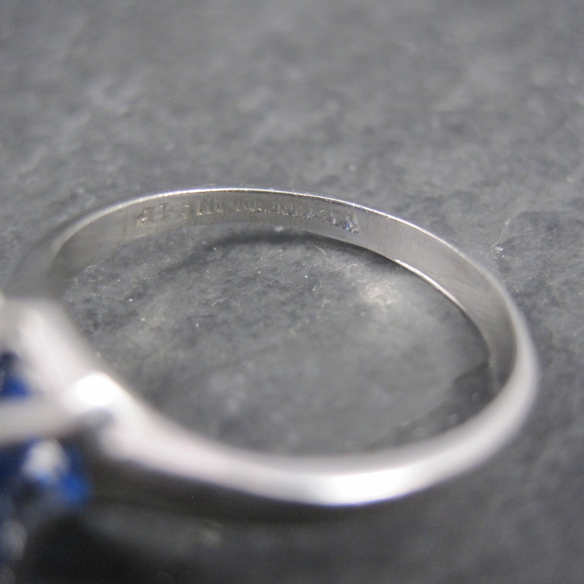 Vintage Sterling Sapphire Solitaire Ring Old New Stock Multiple Sizes UNCAS