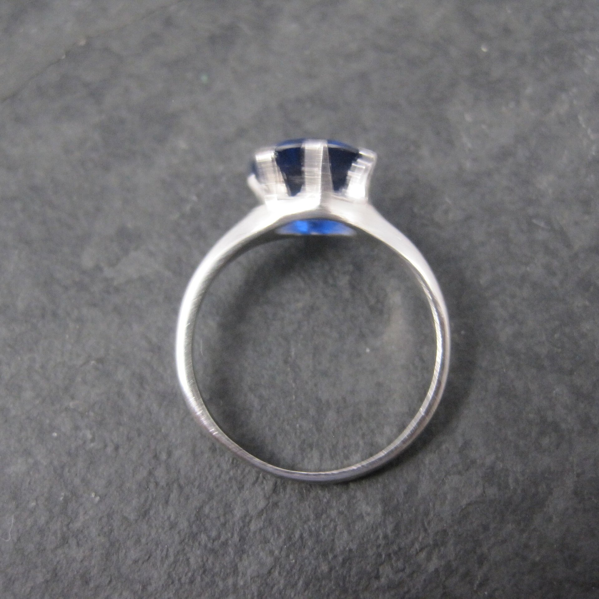 Vintage Sterling Sapphire Solitaire Ring Old New Stock Multiple Sizes UNCAS