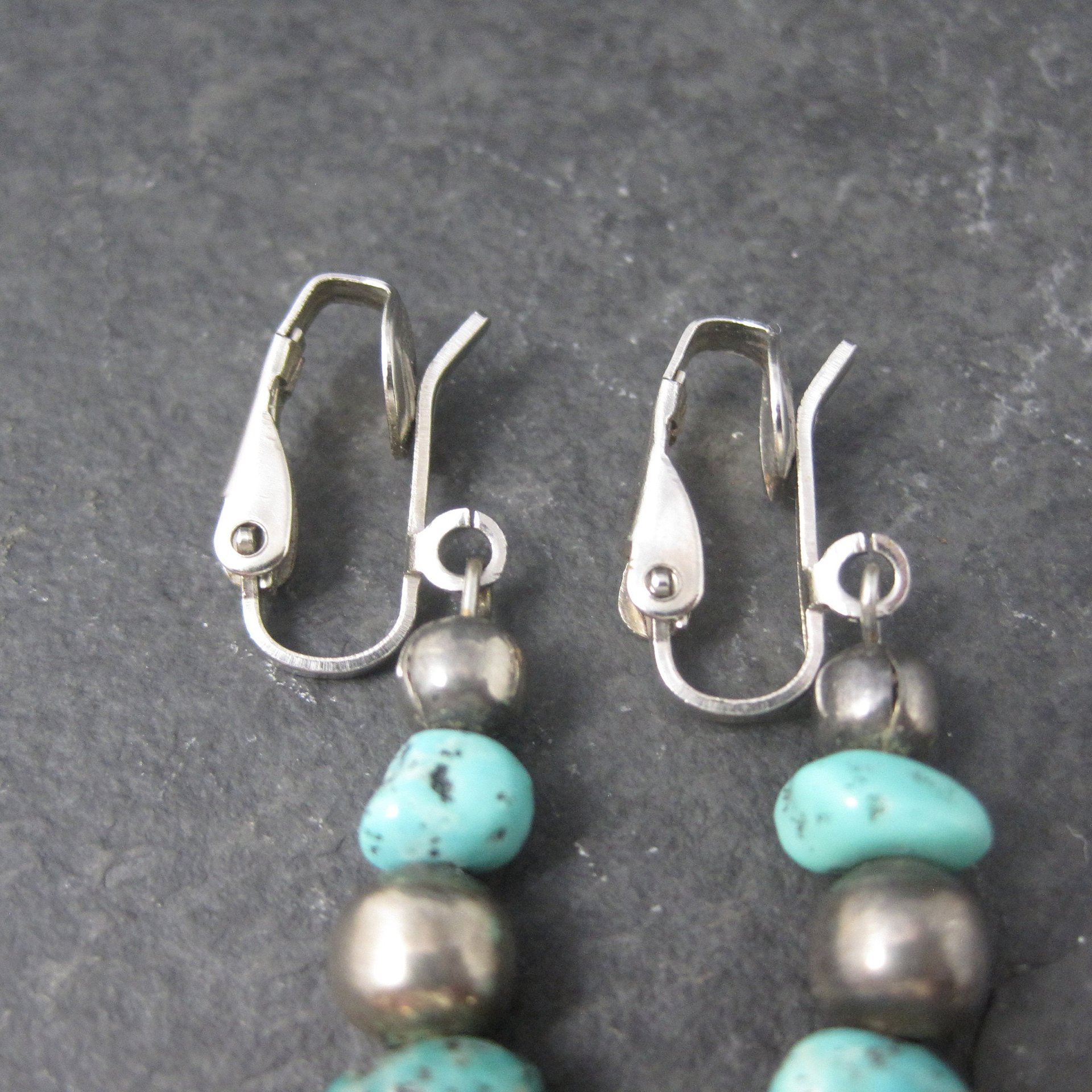 Vintage Sterling Turquoise Clip On Earrings