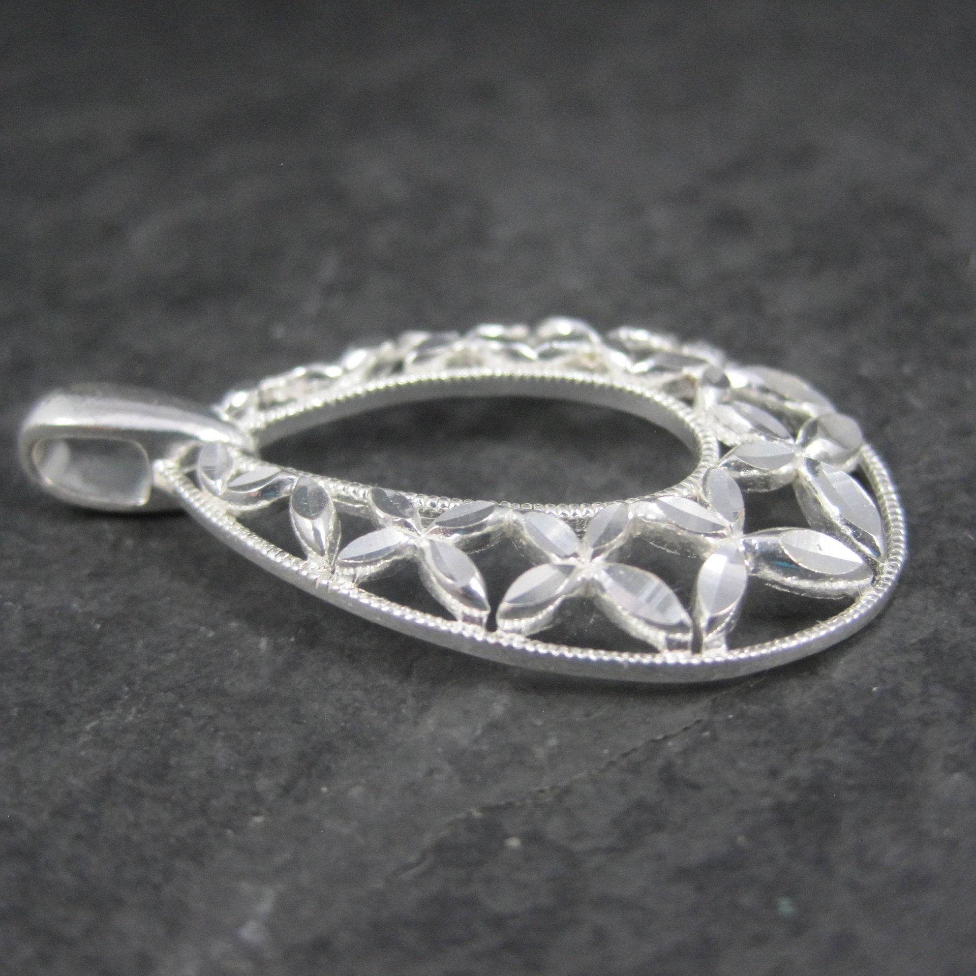 Vintage Diamond Cut Teardrop Pendant
