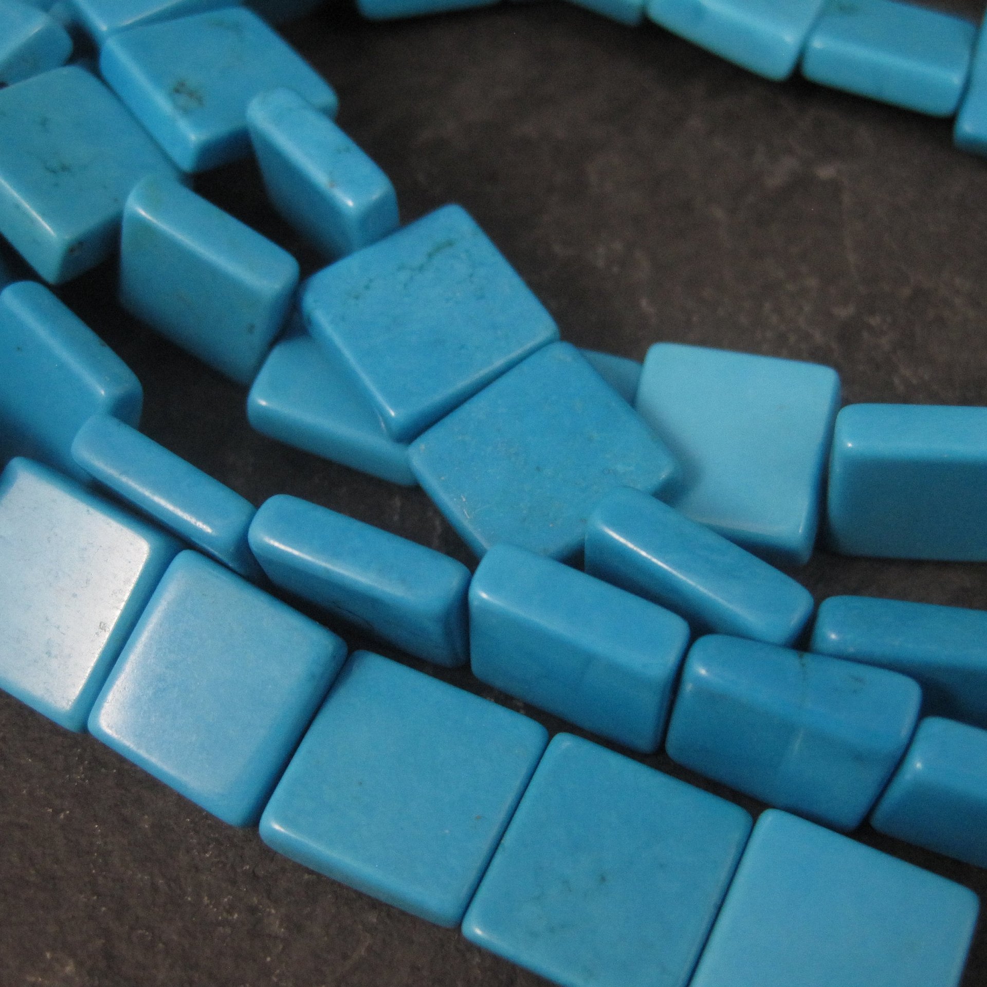 12mm Turquoise Magnesite Square Beads 32"