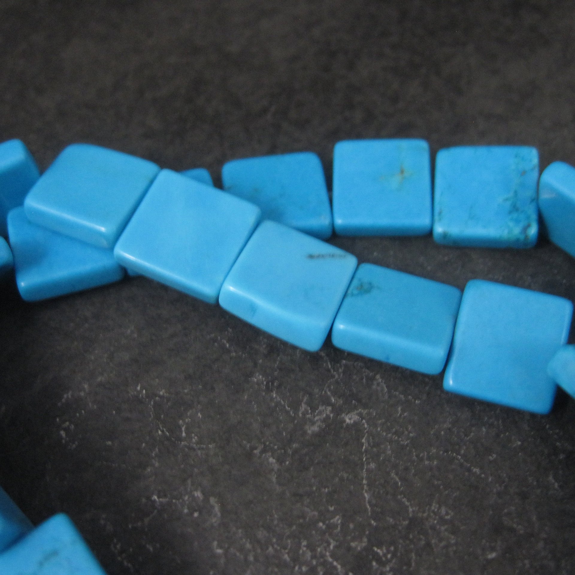 12mm Turquoise Magnesite Square Beads 32"