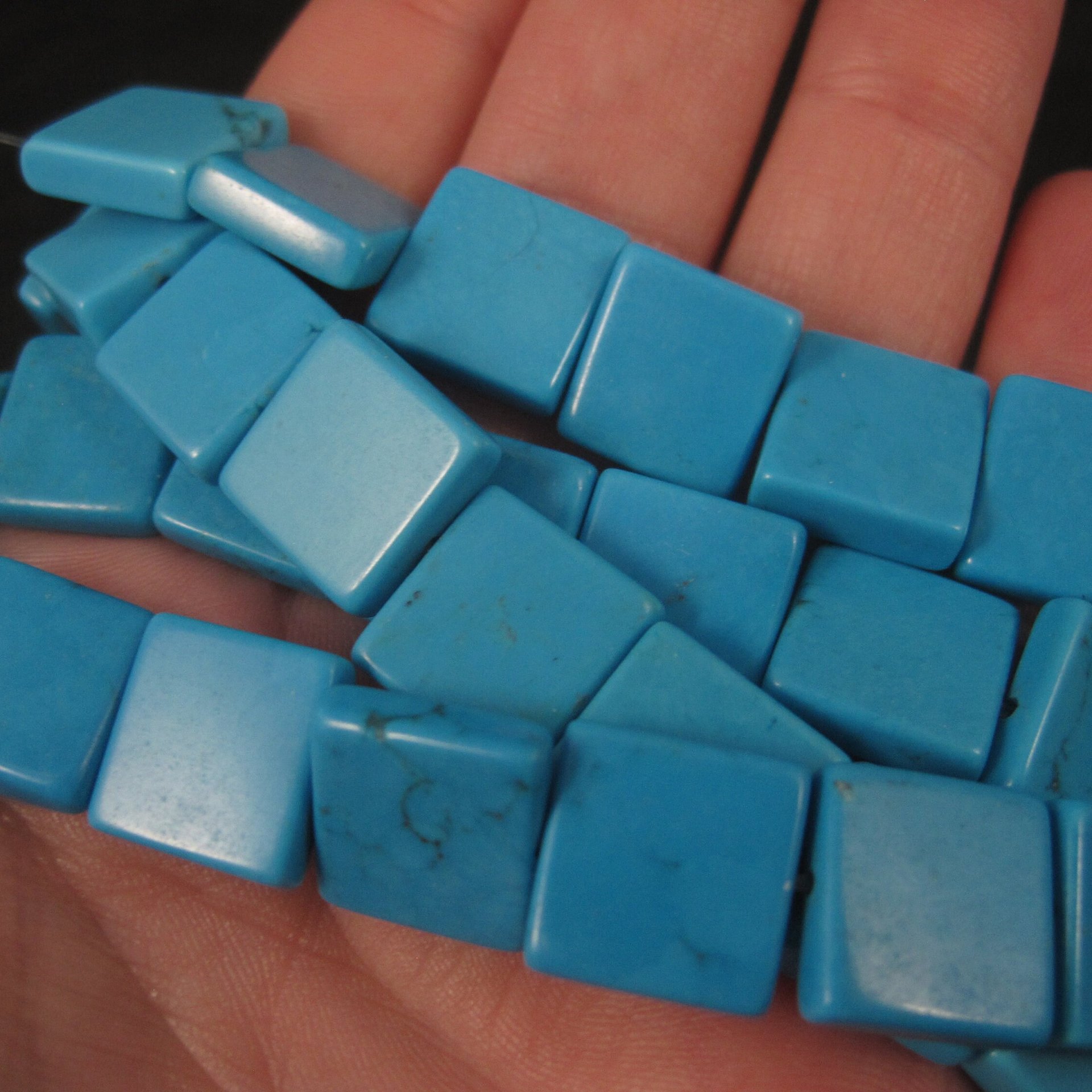 12mm Turquoise Magnesite Square Beads 32"