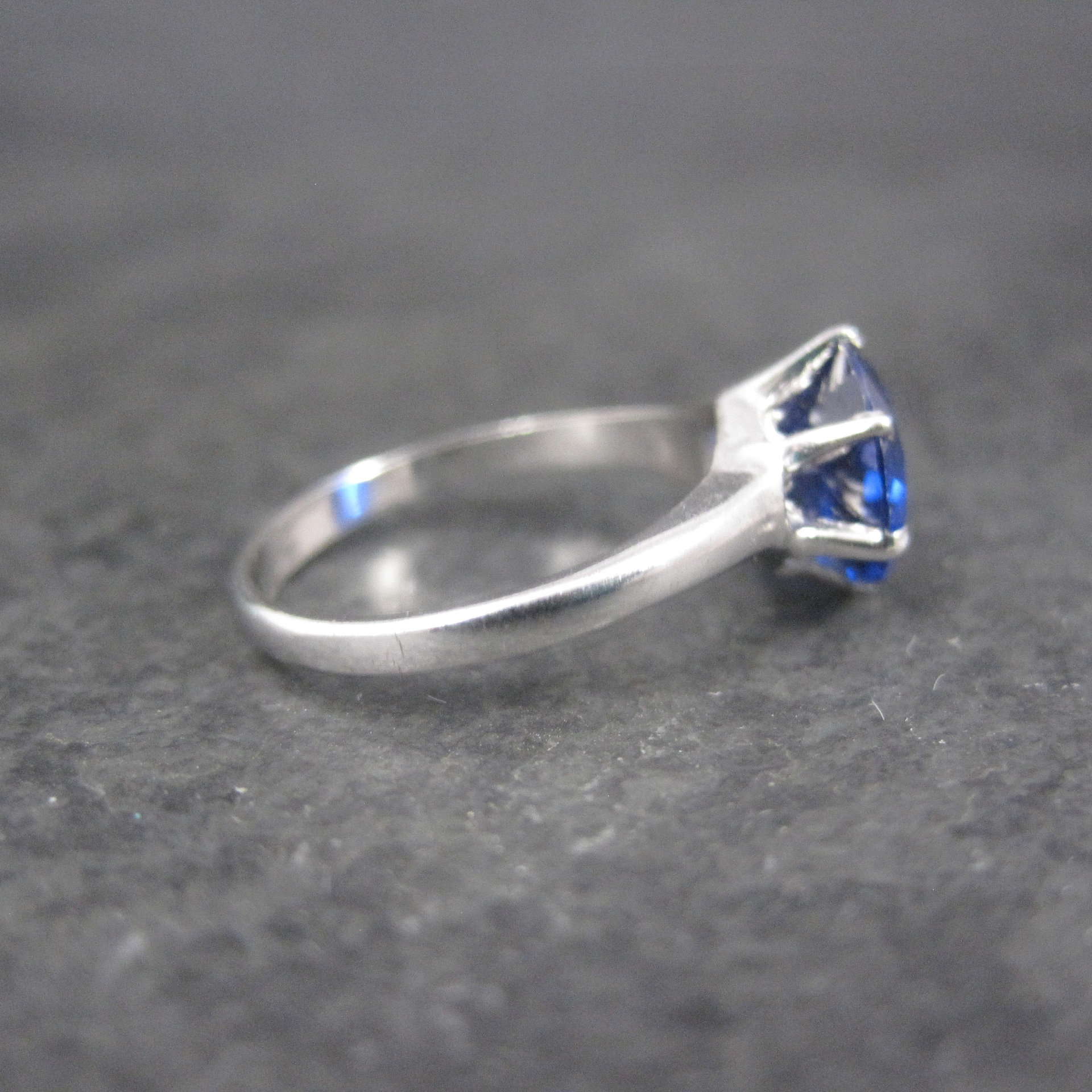 Vintage Sterling Sapphire Solitaire Ring Old New Stock Multiple Sizes UNCAS