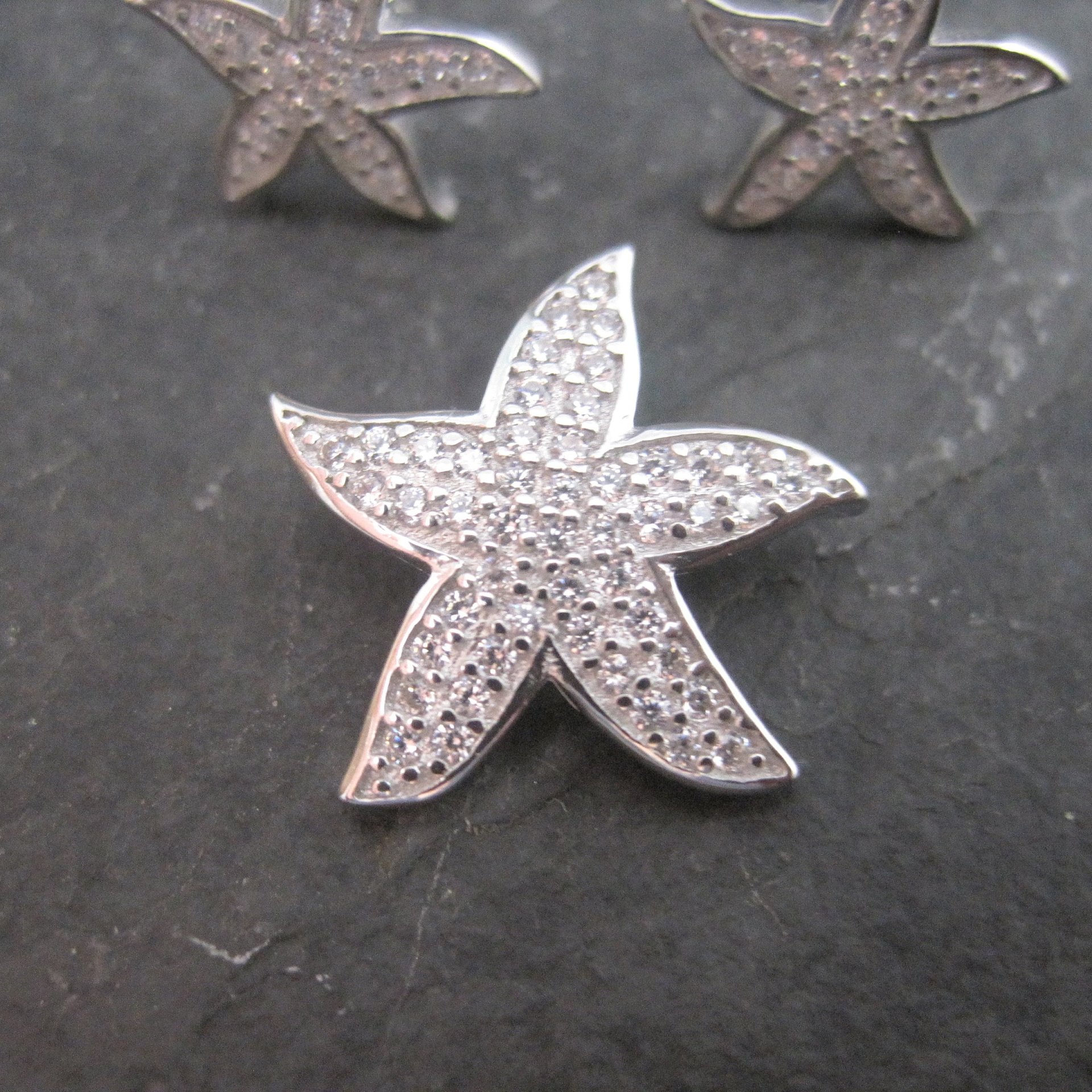 Estate Sterling Starfish Pendant Earrings Jewelry Set