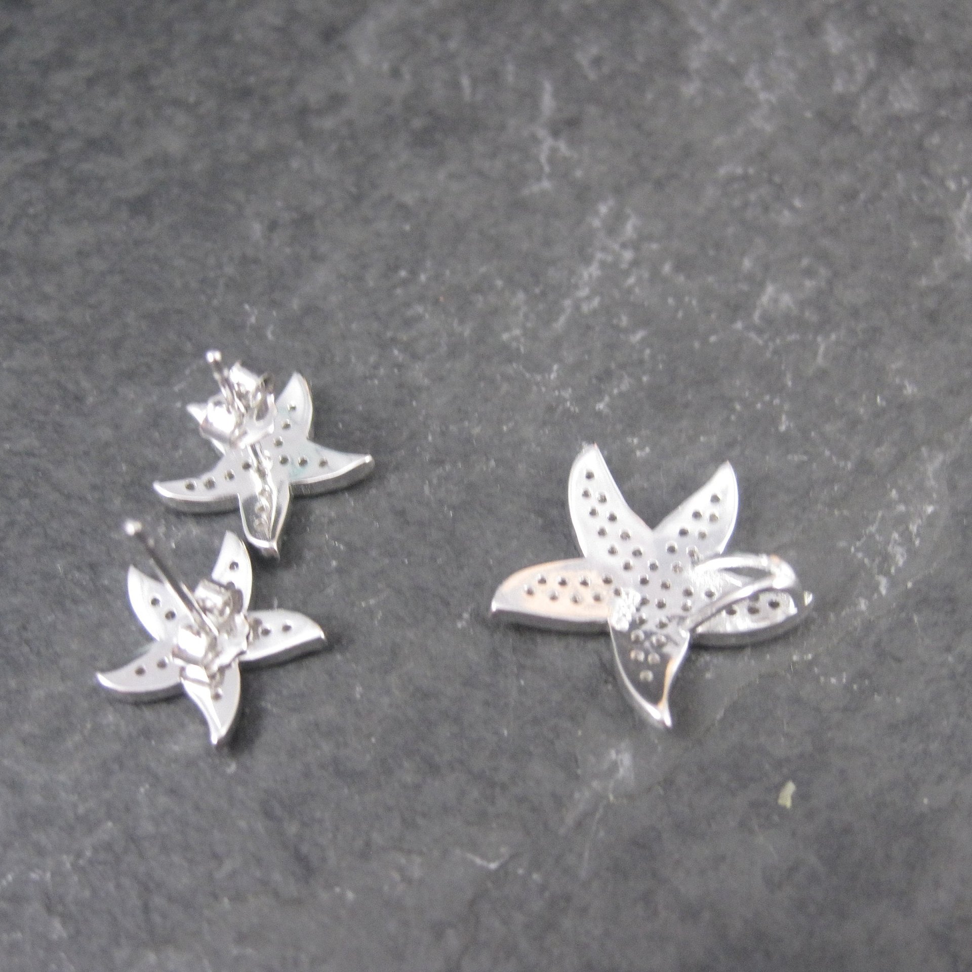 Estate Sterling Starfish Pendant Earrings Jewelry Set