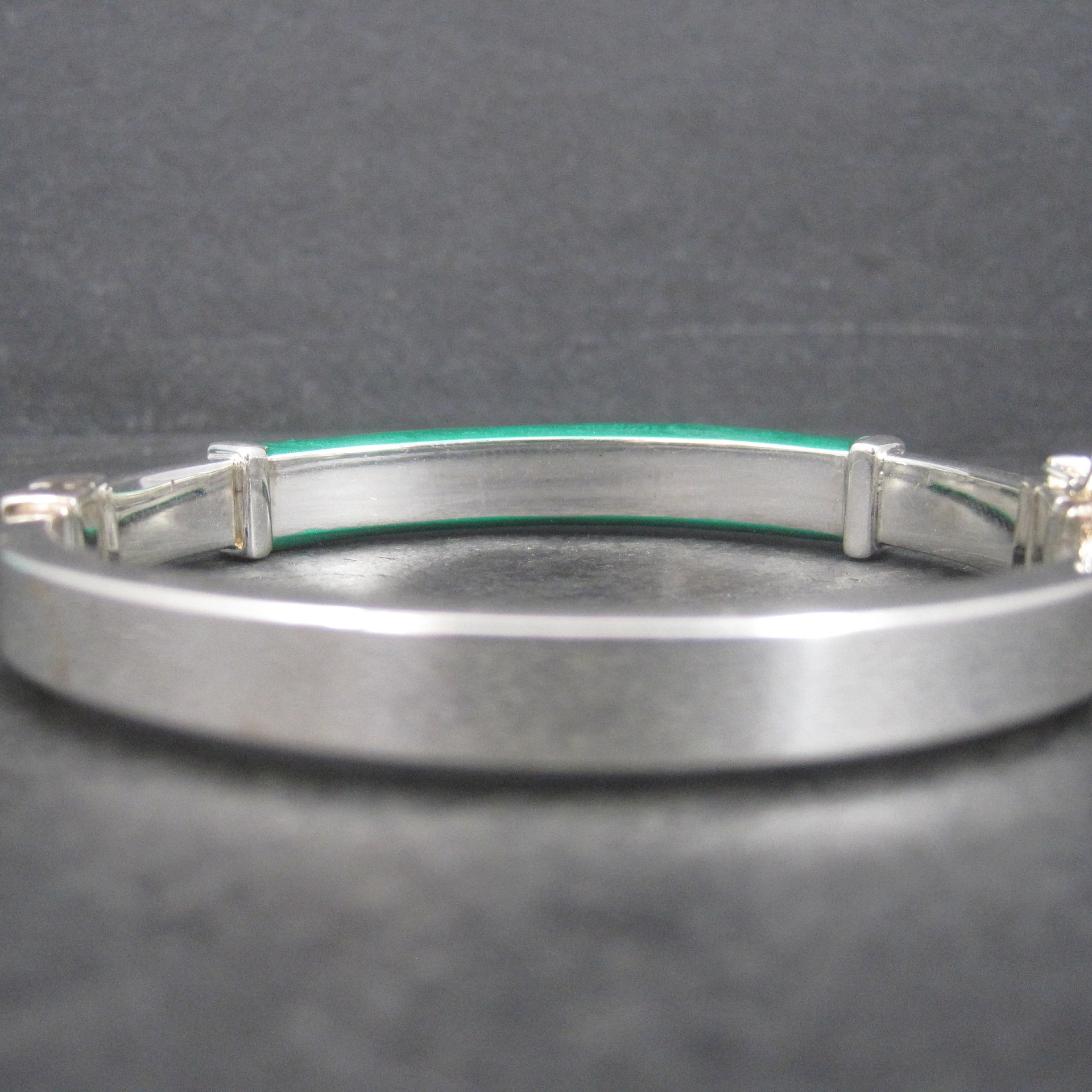 Vintage Italian Sterling Green Enamel Bangle Bracelet