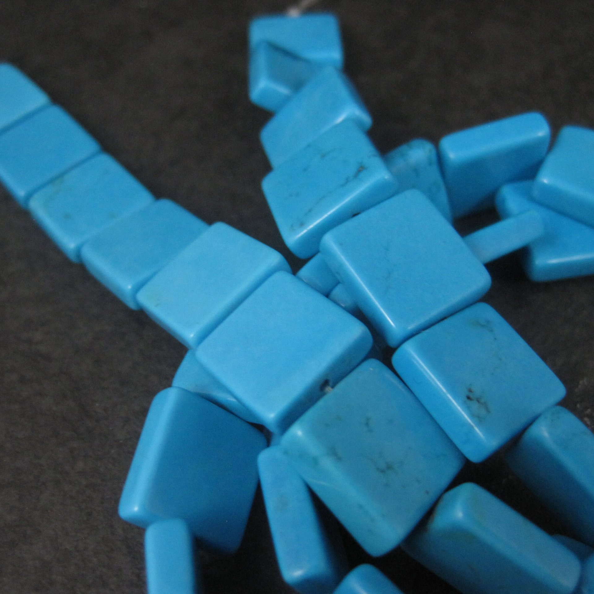 12mm Turquoise Magnesite Square Beads 32"