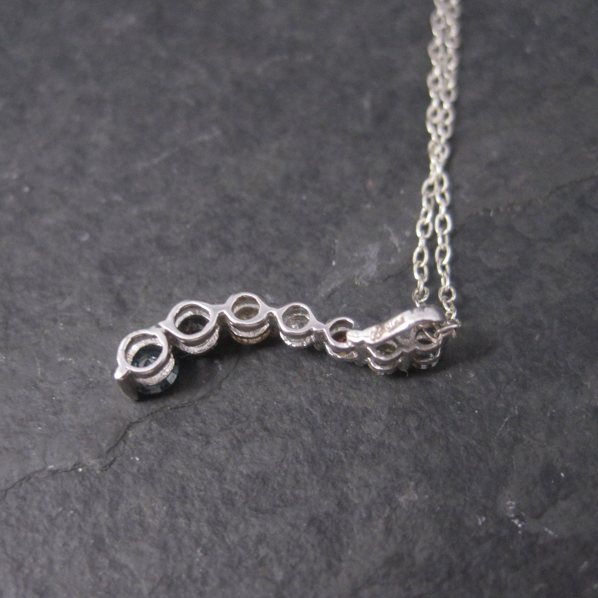 Dainty Vintage 10K Colored Diamond Journey Pendant Necklace